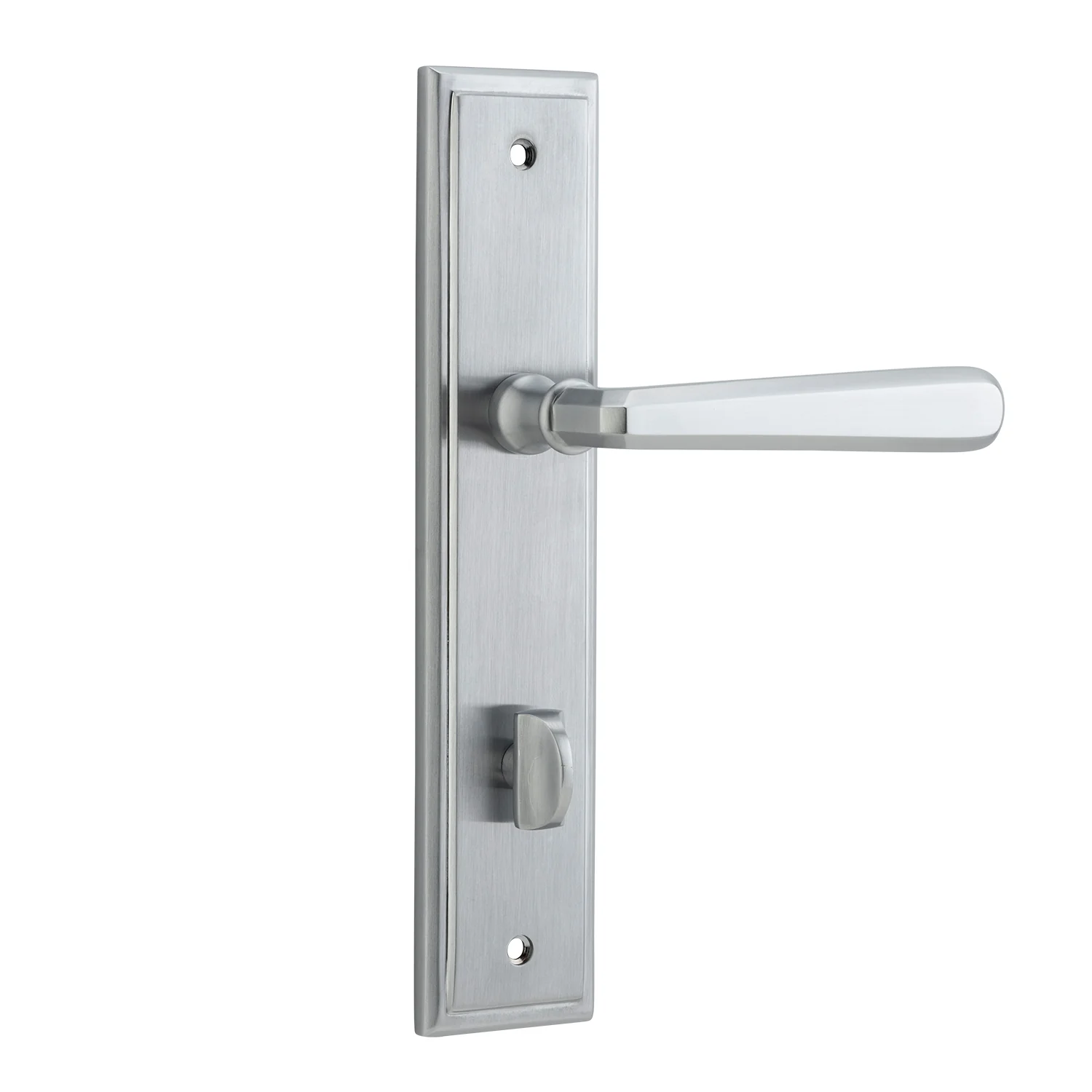 Iver Copenhagen Door Lever Handle on Stepped Backplate Brushed Chrome - Image 4