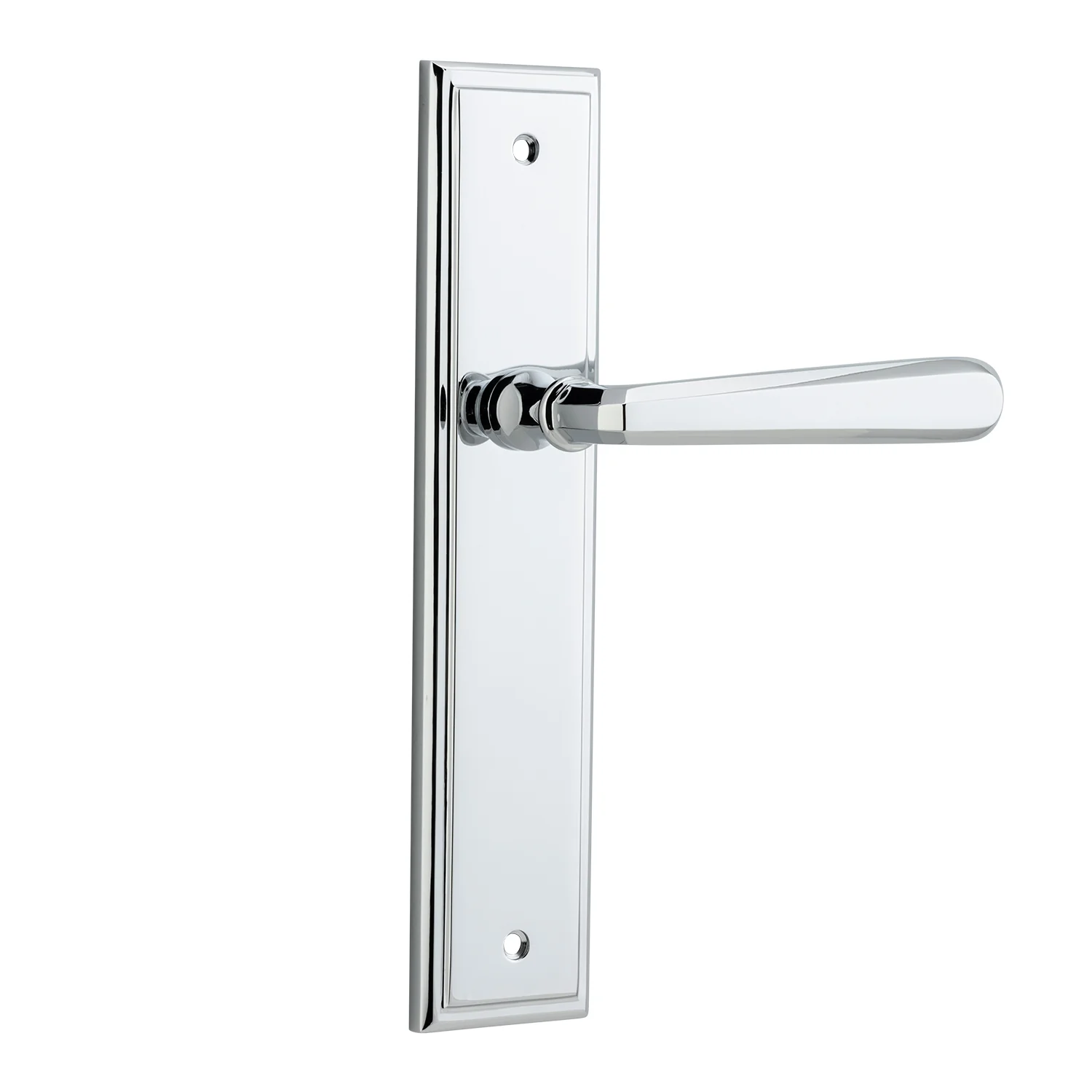 Iver Copenhagen Door Lever Handle on Stepped Backplate Polished Chrome - Image 2