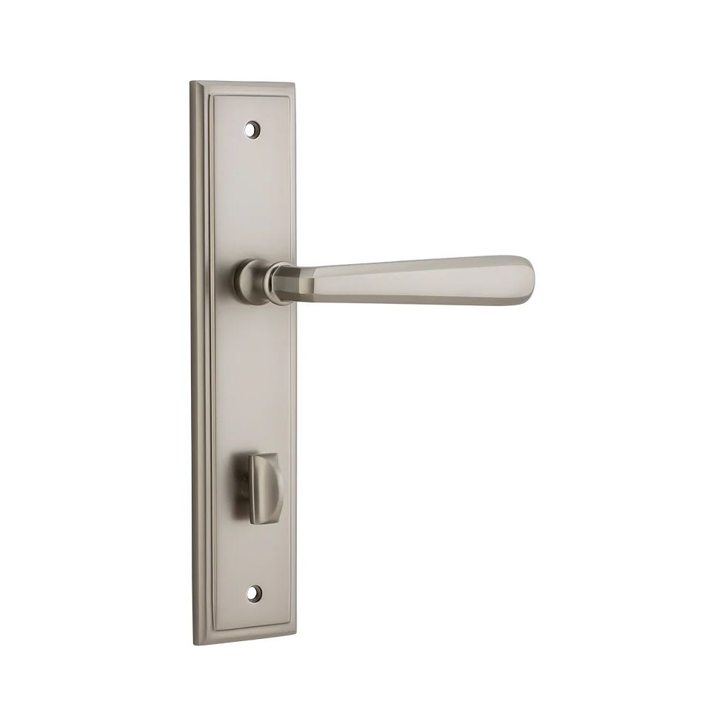 Iver Copenhagen Door Lever Handle on Stepped Backplate Satin Nickel - Image 6