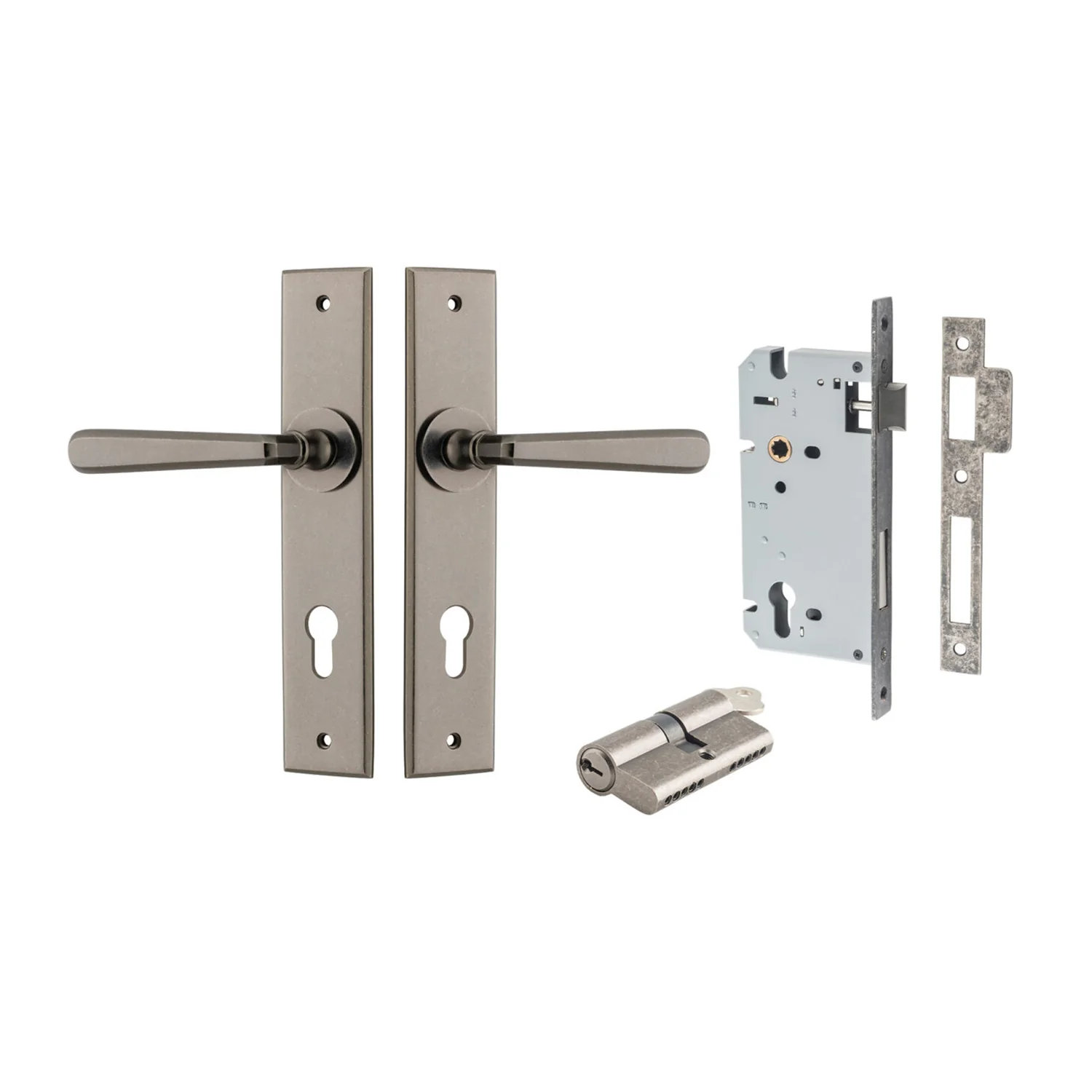 Iver Copenhagen Door Lever on Chamfered Backplate Entrance Kit Key/Key - Image 10