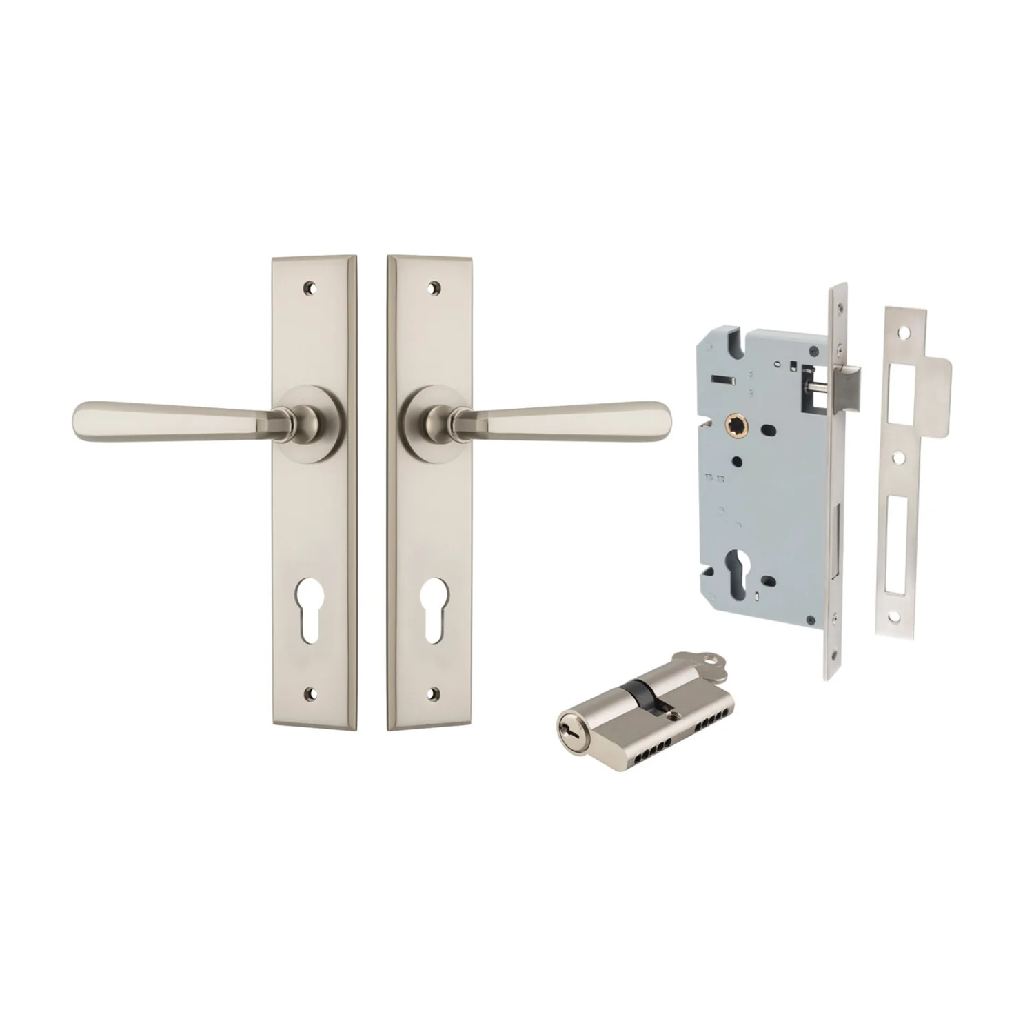Iver Copenhagen Door Lever on Chamfered Backplate Entrance Kit Key/Key - Image 11
