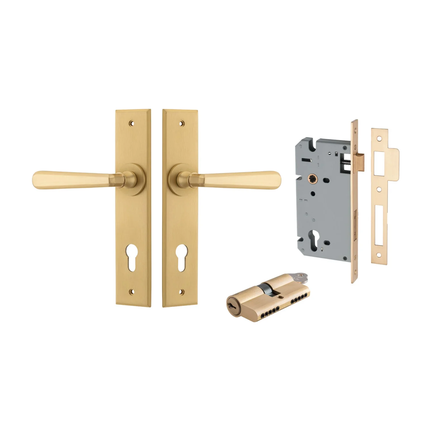 Iver Copenhagen Door Lever on Chamfered Backplate Entrance Kit Key/Key - Image 12