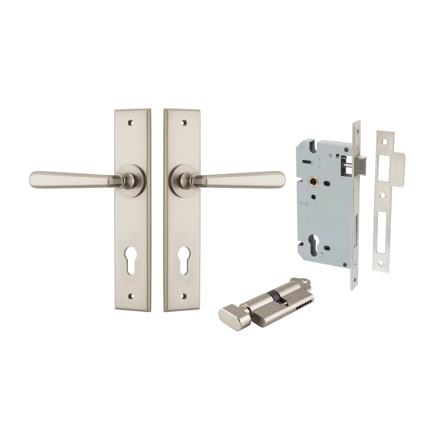 Iver Copenhagen Door Lever on Chamfered Backplate Entrance Kit Key/Thumb - Image 11