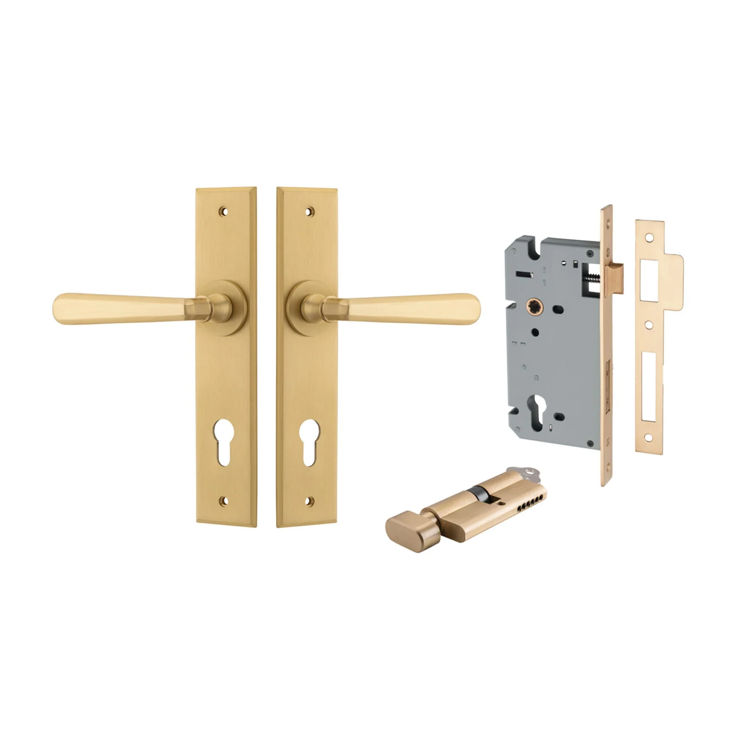 Iver Copenhagen Door Lever on Chamfered Backplate Entrance Kit Key/Thumb - Image 12