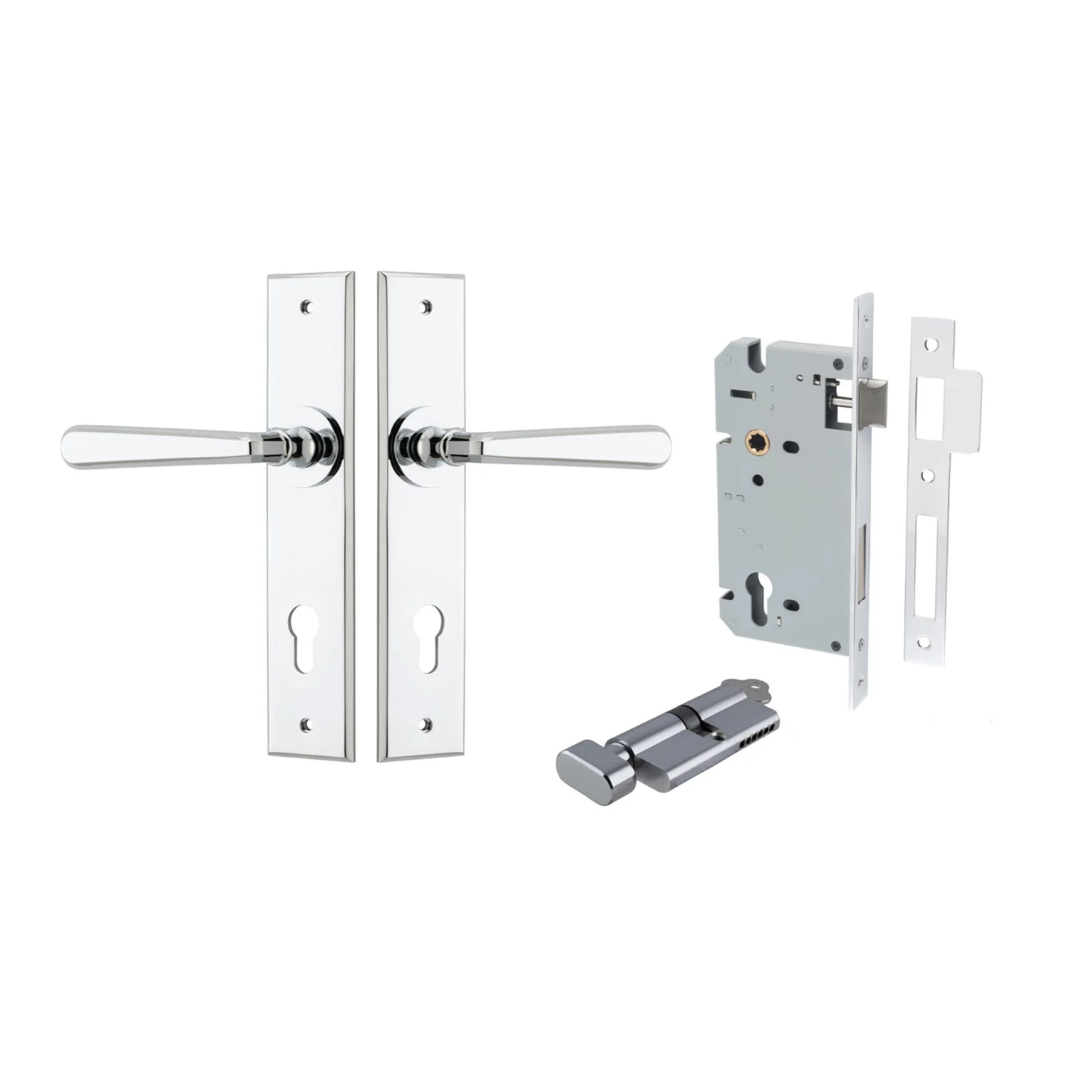 Iver Copenhagen Door Lever on Chamfered Backplate Entrance Kit Key/Thumb - Image 7