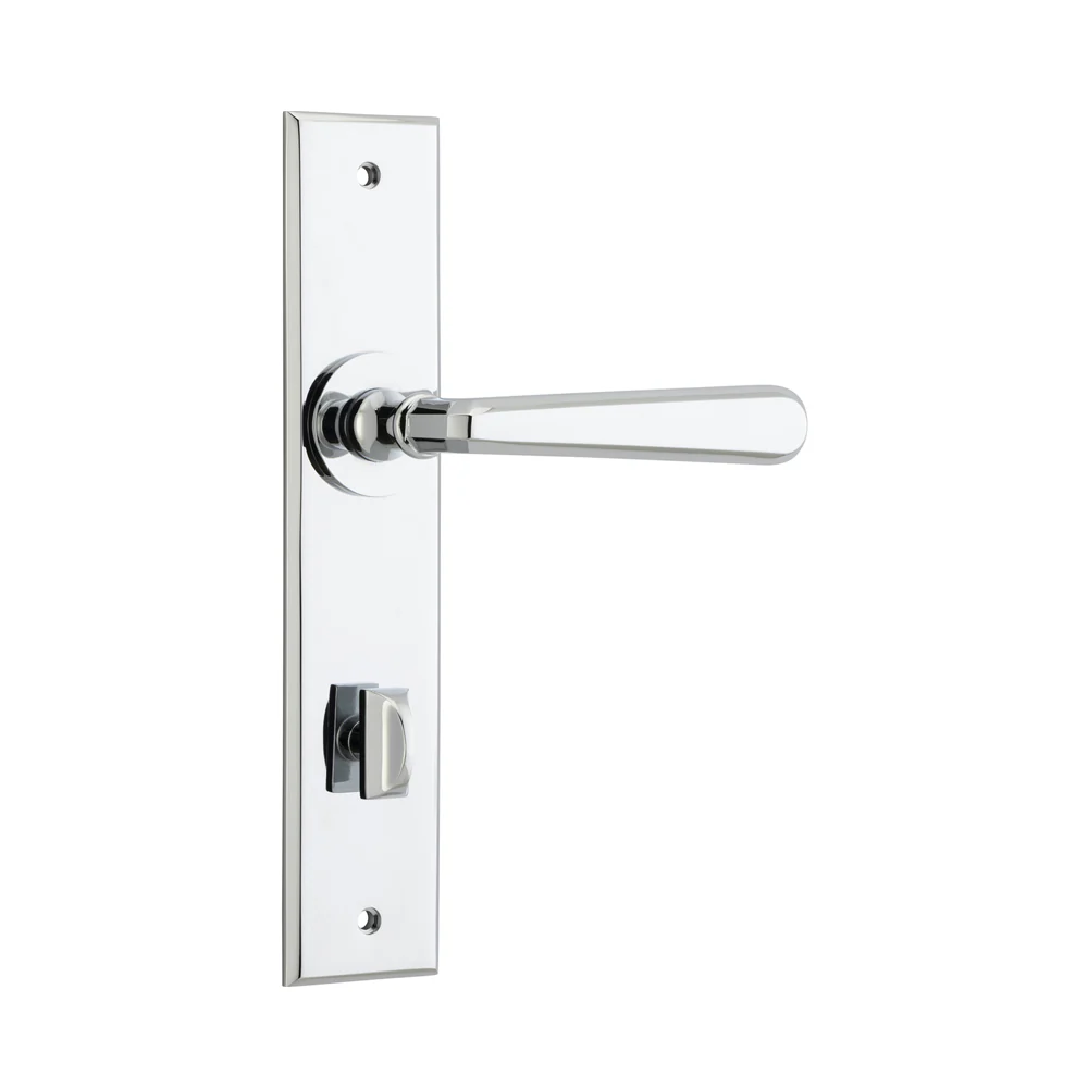Iver Copenhagen Door Lever Handle on Chamfered Backplate Polished Chrome - Image 5