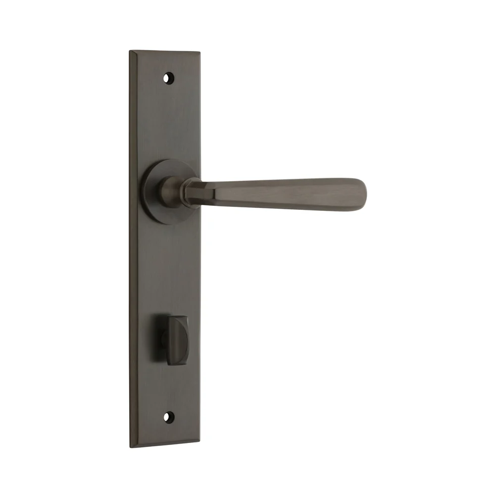 Iver Copenhagen Door Lever Handle on Chamfered Backplate Signature Brass - Image 4