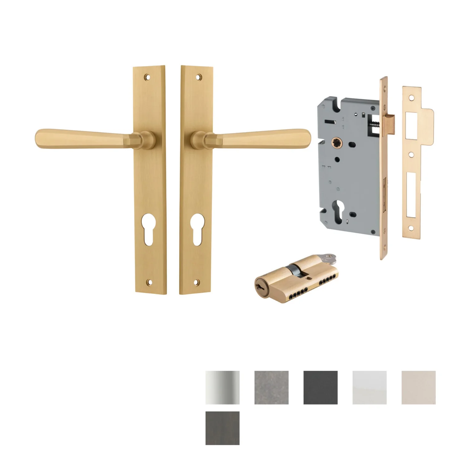 Iver Copenhagen Door Lever on Rectangular Backplate Entrance Kit Key/Key