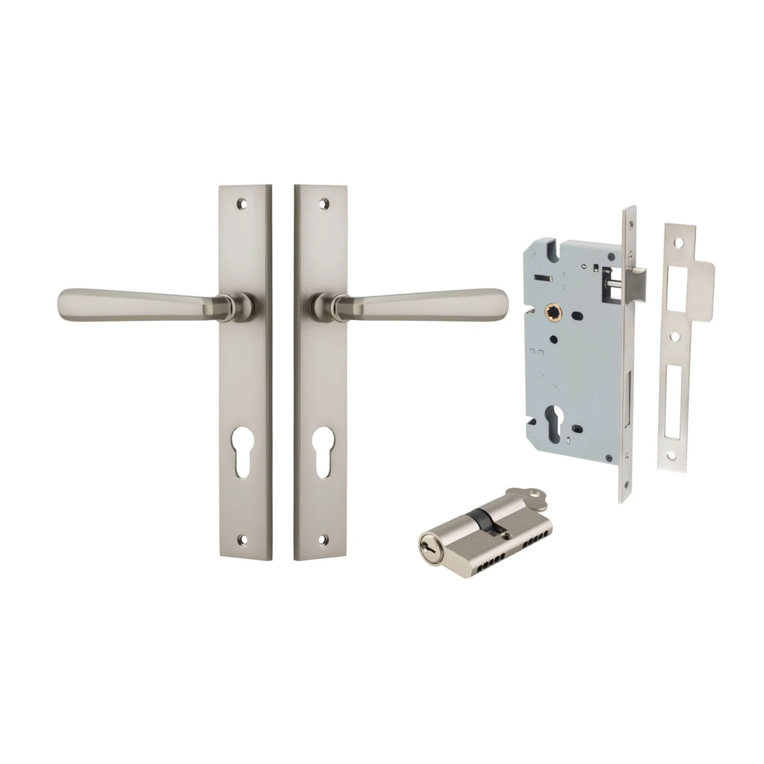 Iver Copenhagen Door Lever on Rectangular Backplate Entrance Kit Key/Key - Image 11
