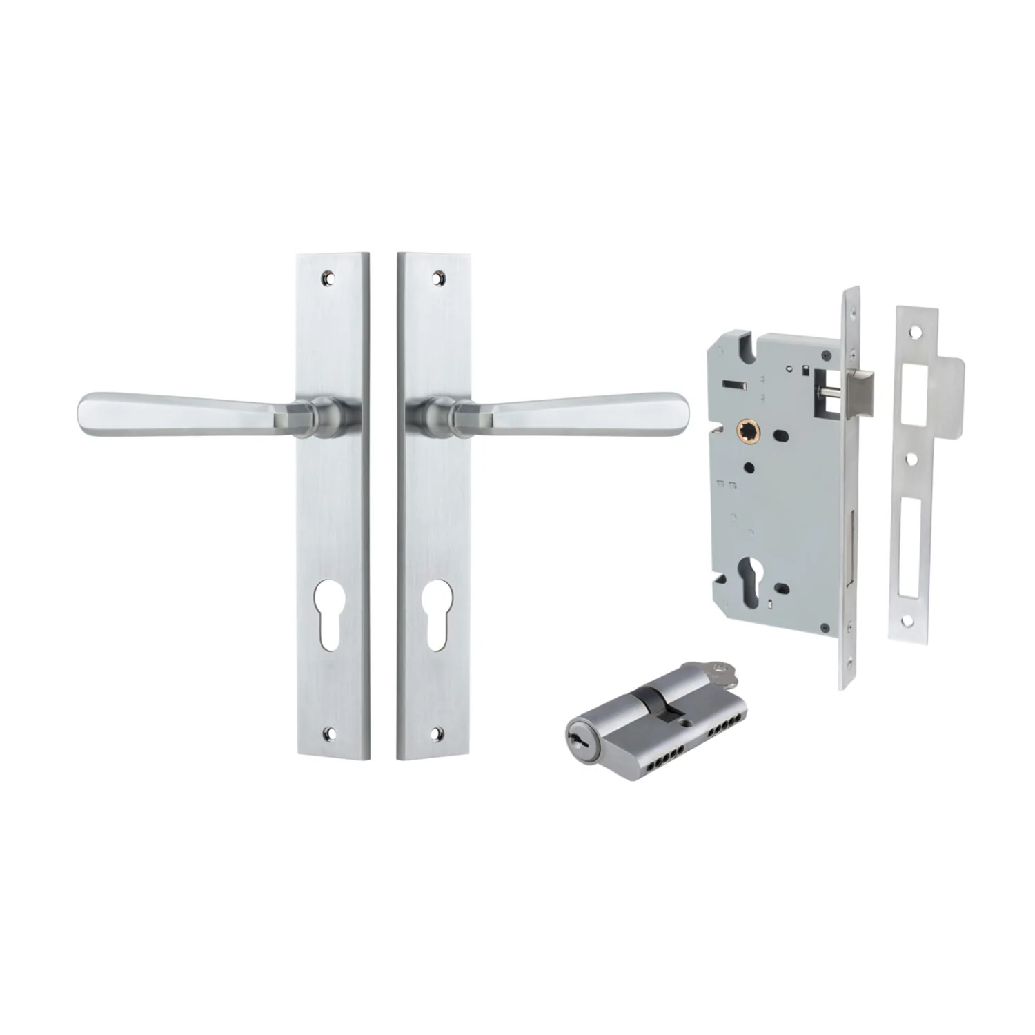 Iver Copenhagen Door Lever on Rectangular Backplate Entrance Kit Key/Key - Image 7
