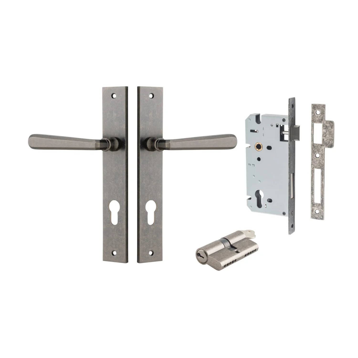 Iver Copenhagen Door Lever on Rectangular Backplate Entrance Kit Key/Key - Image 8