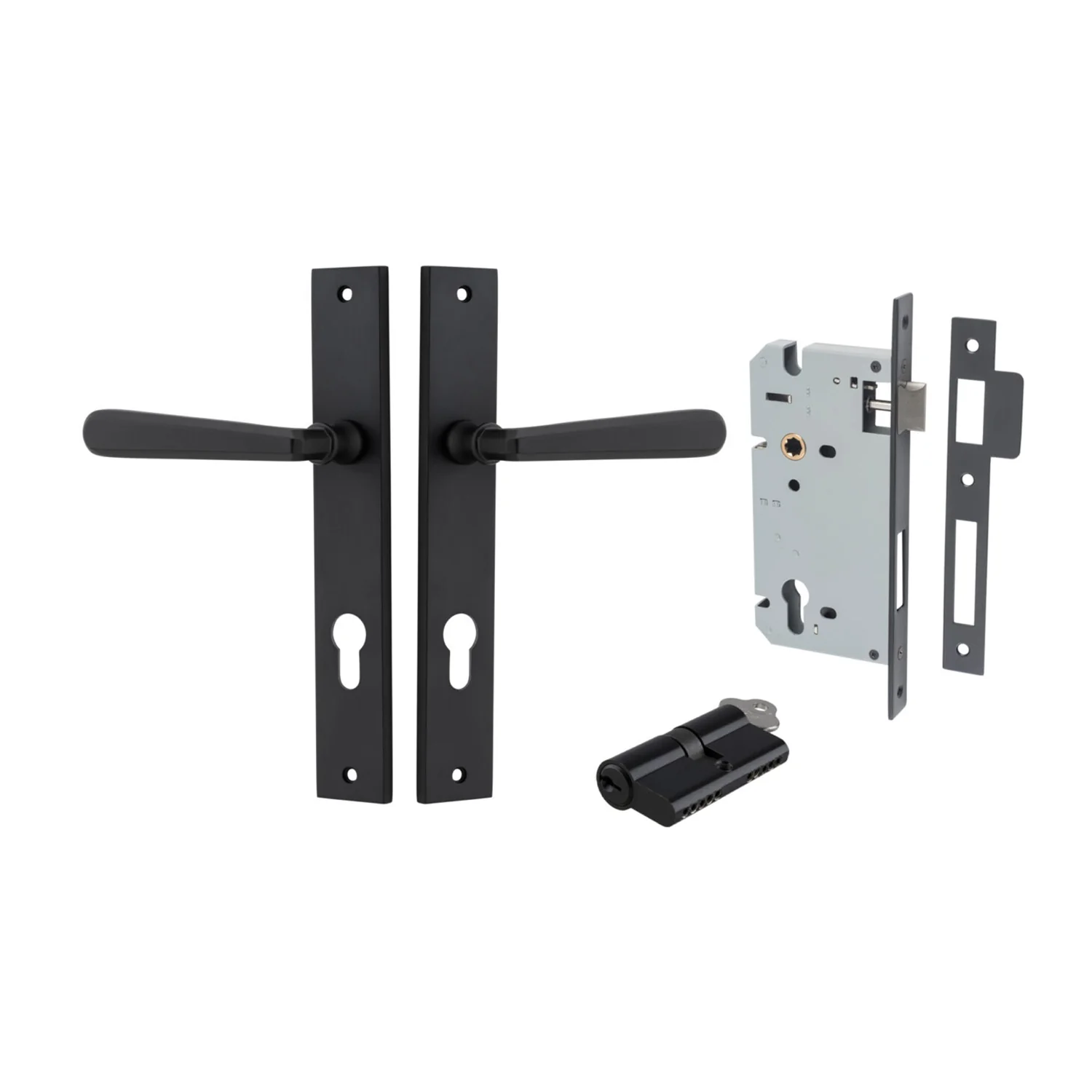 Iver Copenhagen Door Lever on Rectangular Backplate Entrance Kit Key/Key - Image 9