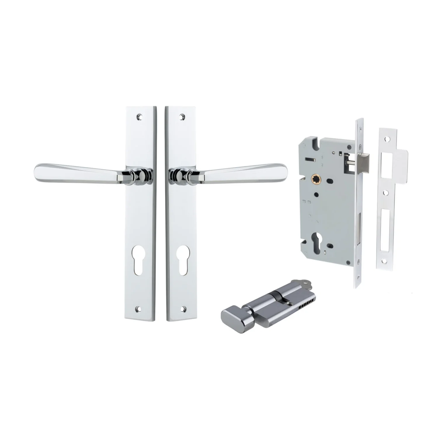 Iver Copenhagen Door Lever on Rectangular Backplate Entrance Kit Key/Thumb - Image 10