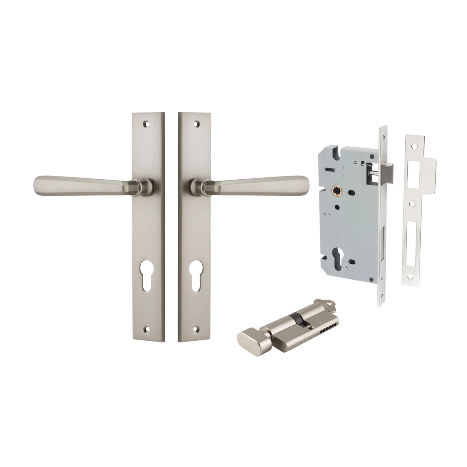 Iver Copenhagen Door Lever on Rectangular Backplate Entrance Kit Key/Thumb - Image 11