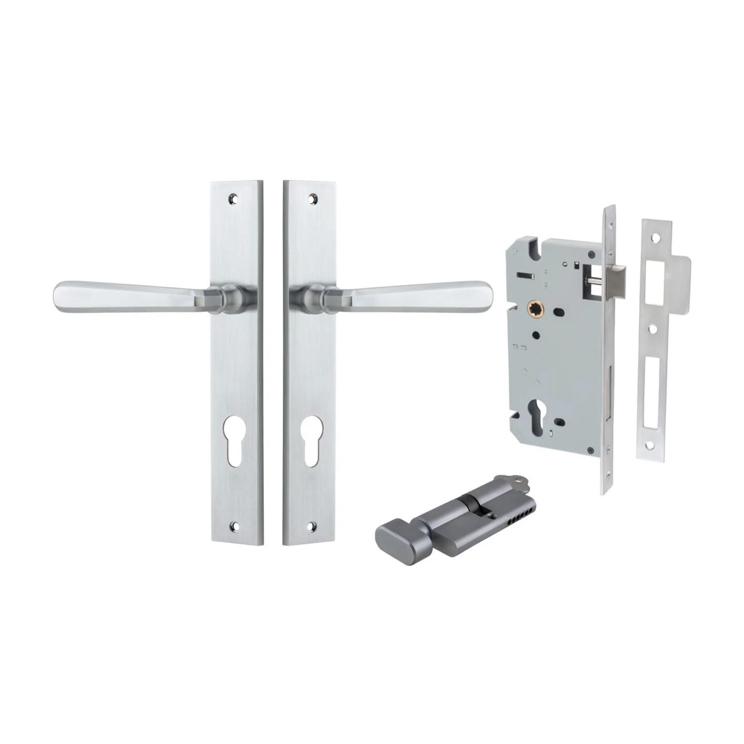Iver Copenhagen Door Lever on Rectangular Backplate Entrance Kit Key/Thumb - Image 7