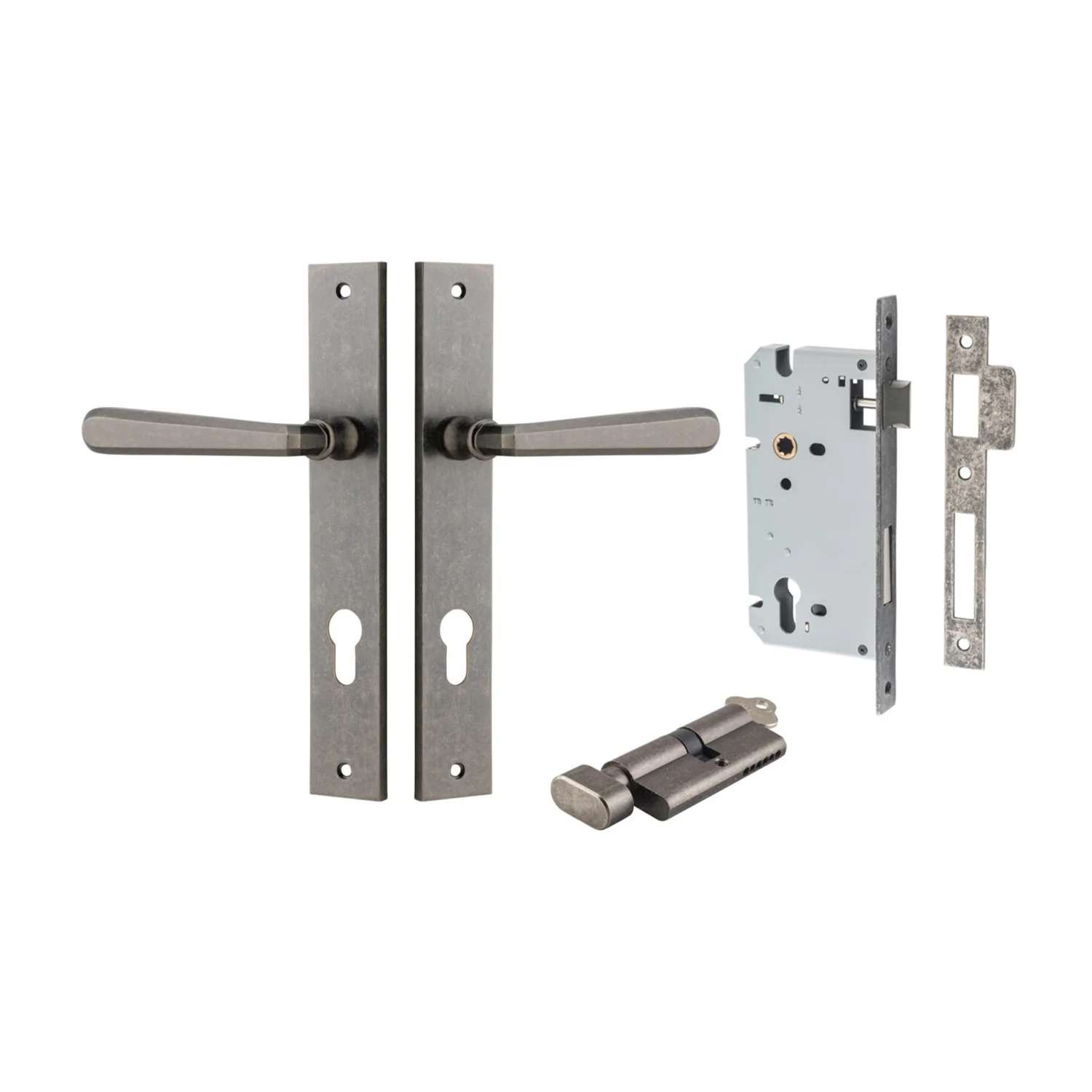 Iver Copenhagen Door Lever on Rectangular Backplate Entrance Kit Key/Thumb - Image 8