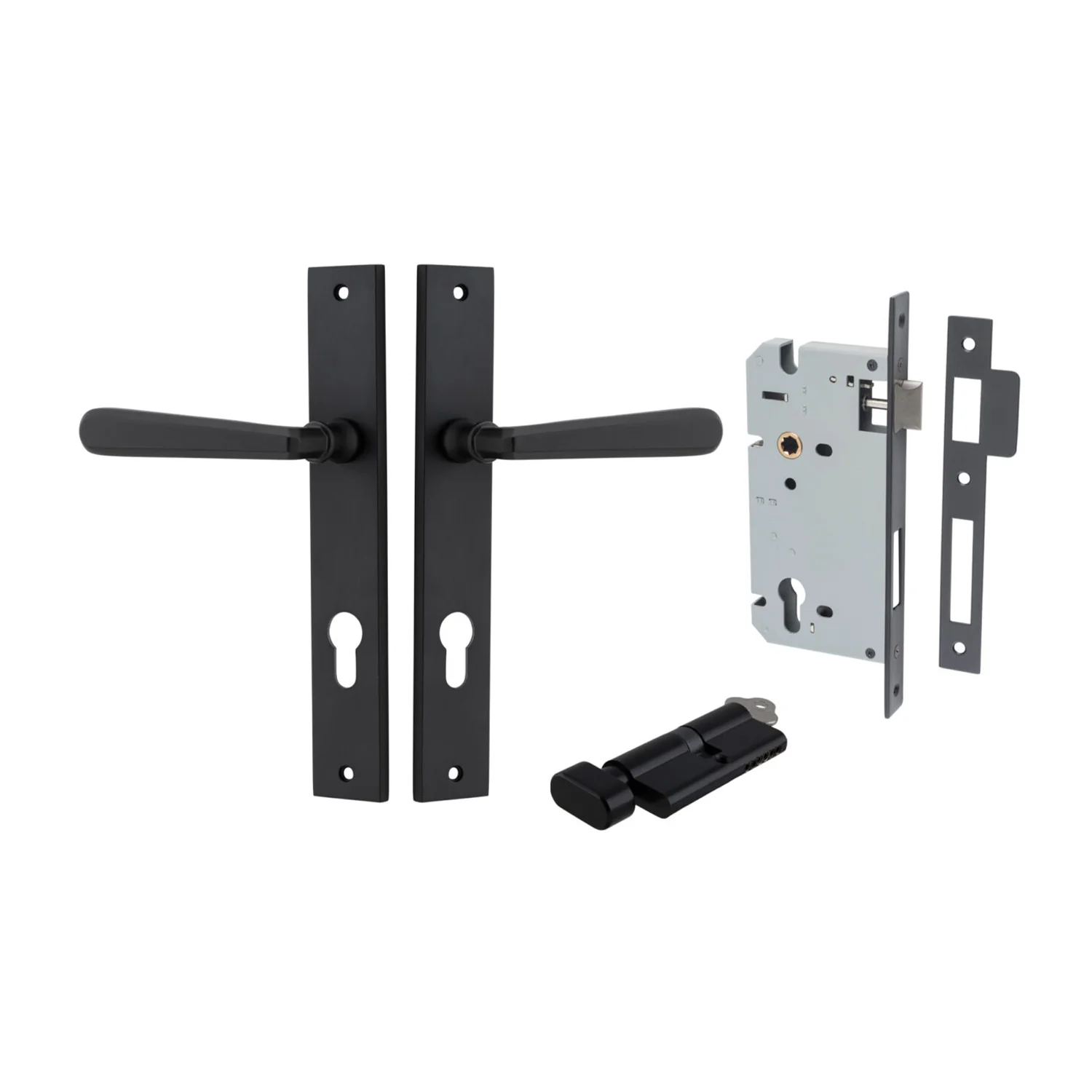 Iver Copenhagen Door Lever on Rectangular Backplate Entrance Kit Key/Thumb - Image 9