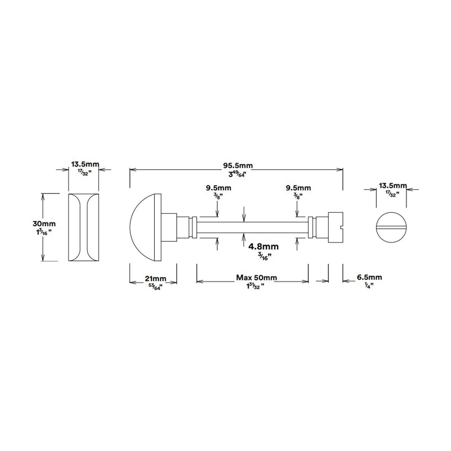 Iver Copenhagen Door Lever on Rectangular Backplate Privacy Kit with Turn - Image 3