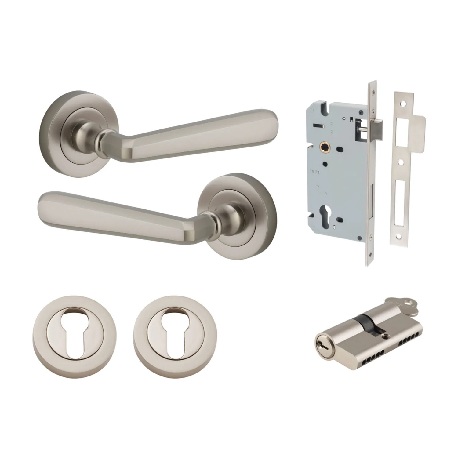 Iver Copenhagen Door Lever on Round Rose Entrance Kit Key/Key - Available in Various Finishes - Image 12