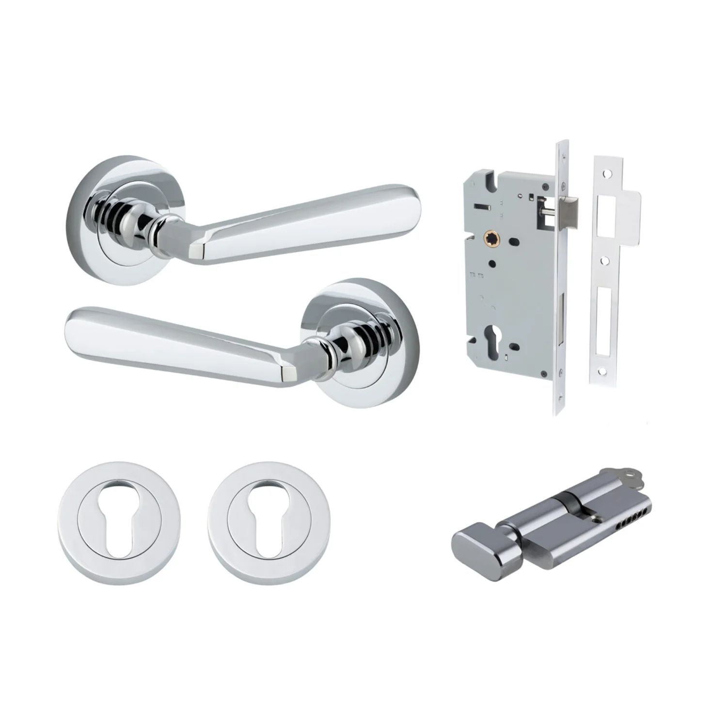 Iver Copenhagen Door Lever on Round Rose Entrance Kit Key/Thumb - Available in Various Finishes - Image 10