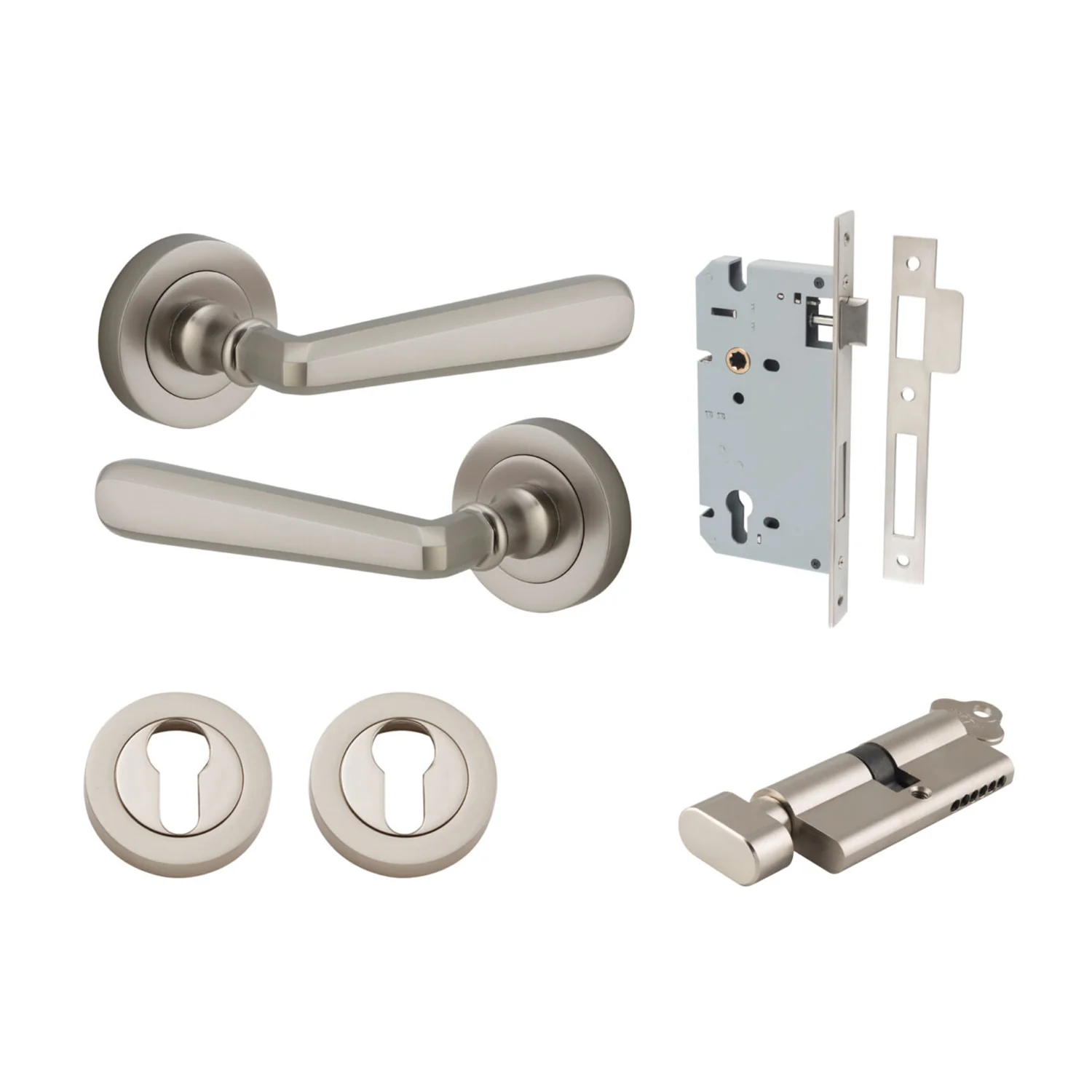Iver Copenhagen Door Lever on Round Rose Entrance Kit Key/Thumb - Available in Various Finishes - Image 11