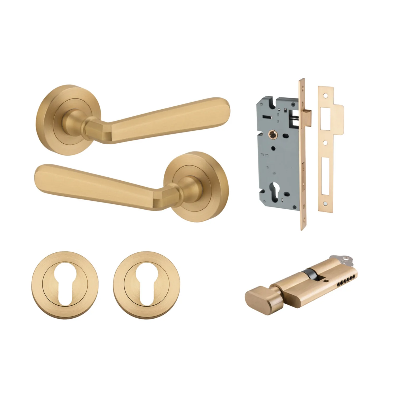 Iver Copenhagen Door Lever on Round Rose Entrance Kit Key/Thumb - Available in Various Finishes - Image 6