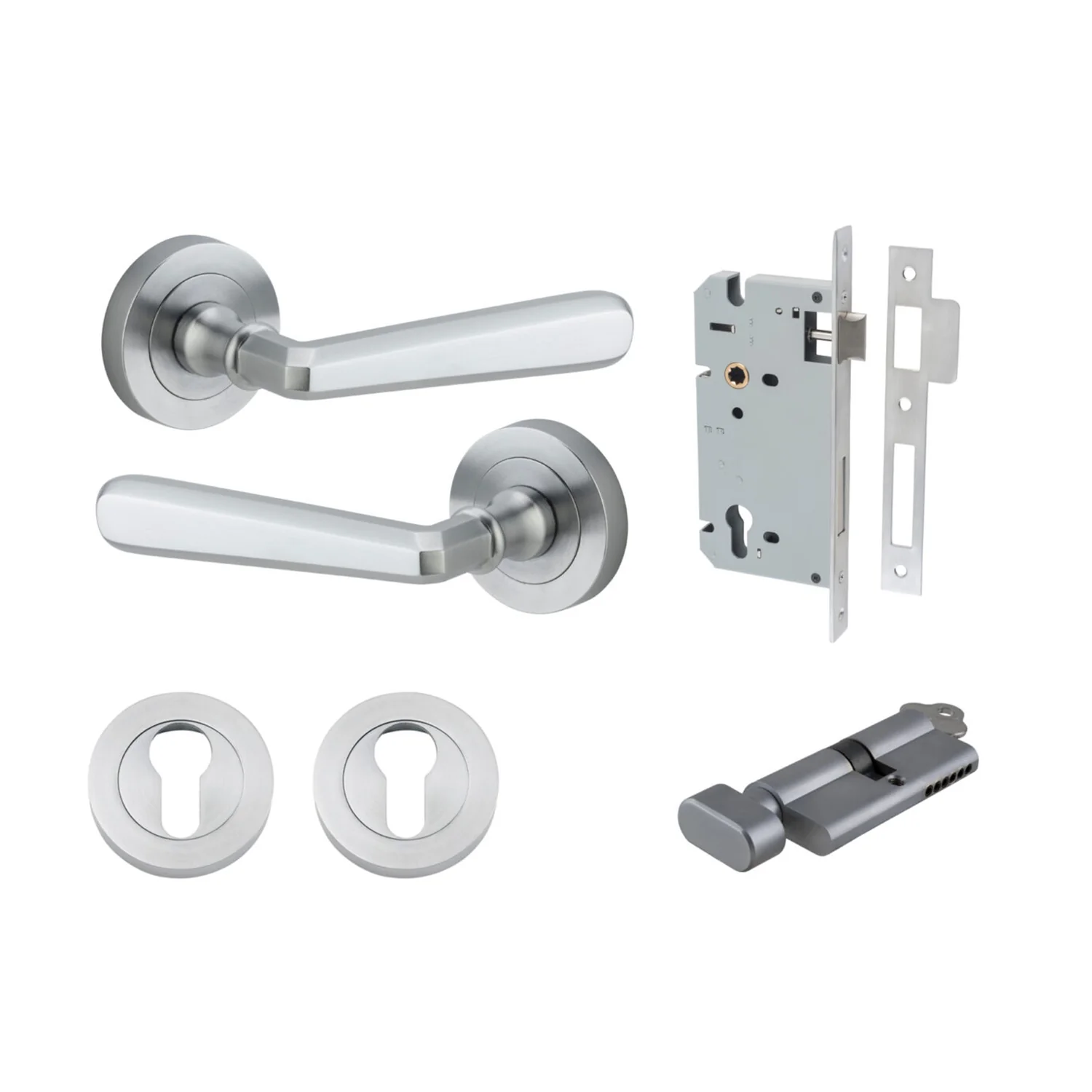 Iver Copenhagen Door Lever on Round Rose Entrance Kit Key/Thumb - Available in Various Finishes - Image 7