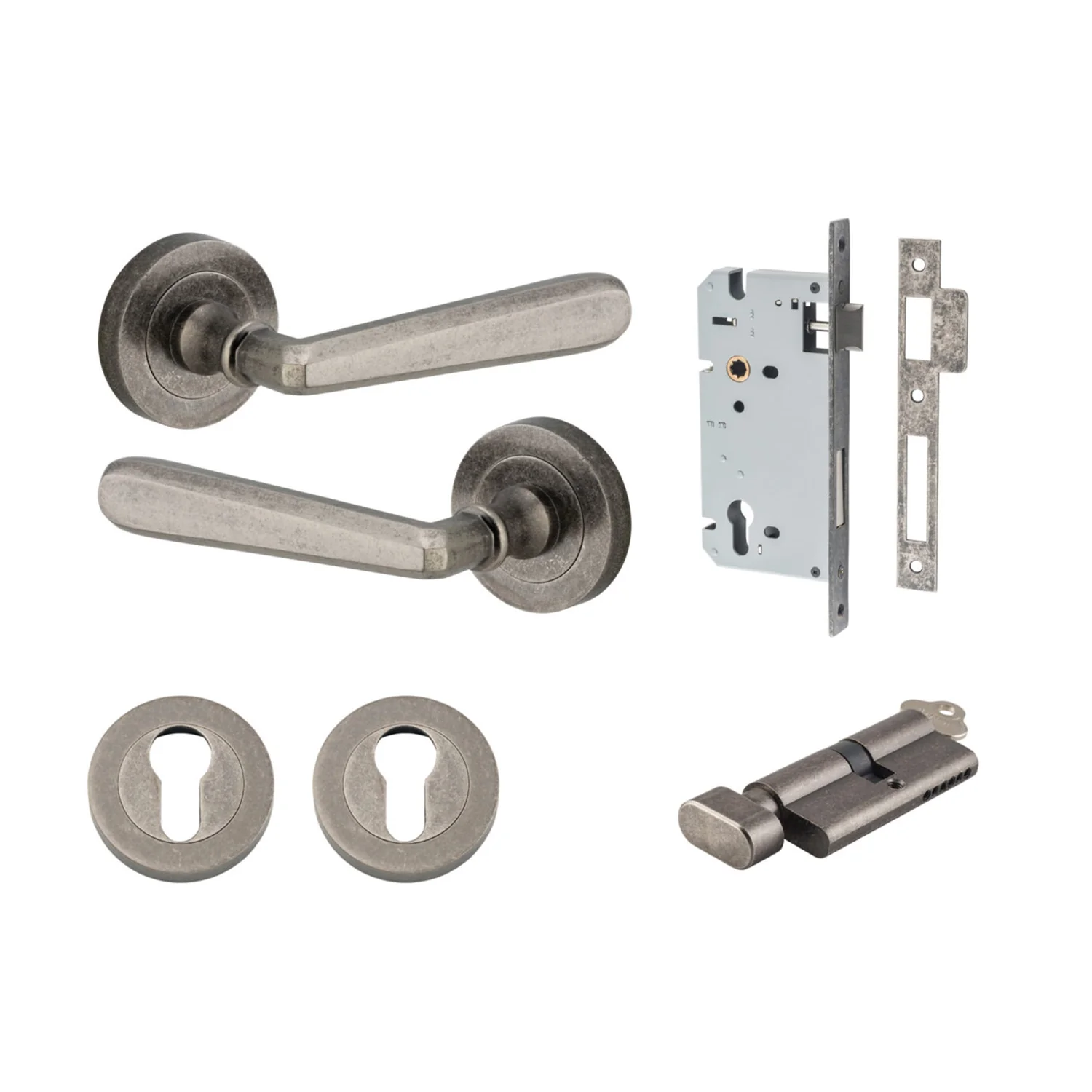 Iver Copenhagen Door Lever on Round Rose Entrance Kit Key/Thumb - Available in Various Finishes - Image 8
