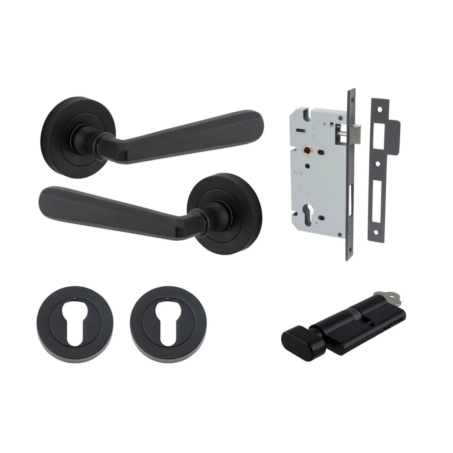 Iver Copenhagen Door Lever on Round Rose Entrance Kit Key/Thumb - Available in Various Finishes - Image 9
