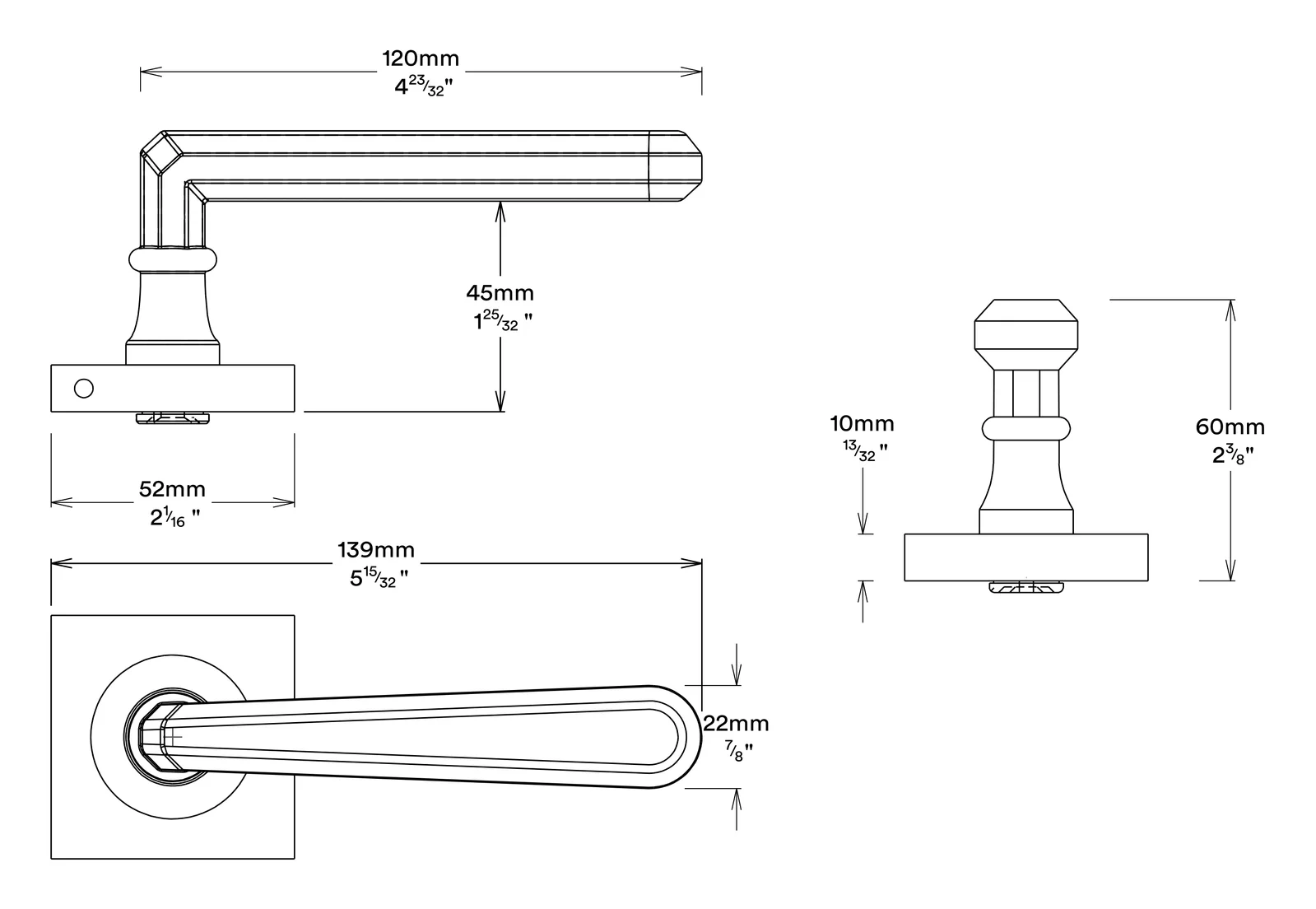 Iver Copenhagen Door Lever on Square Rose Entrance Kit Key/Key - Available in Various Finishes - Image 3