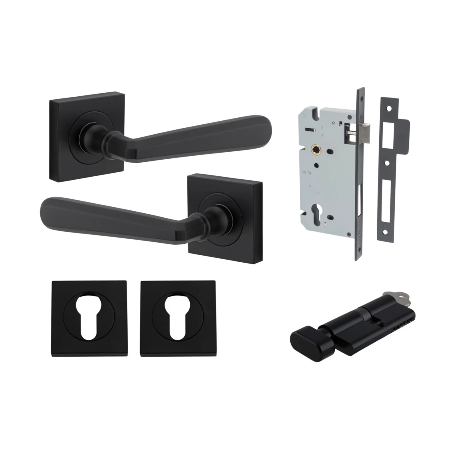 Iver Copenhagen Door Lever on Square Rose Entrance Kit Key/Thumb - Available in Various Finishes - Image 10