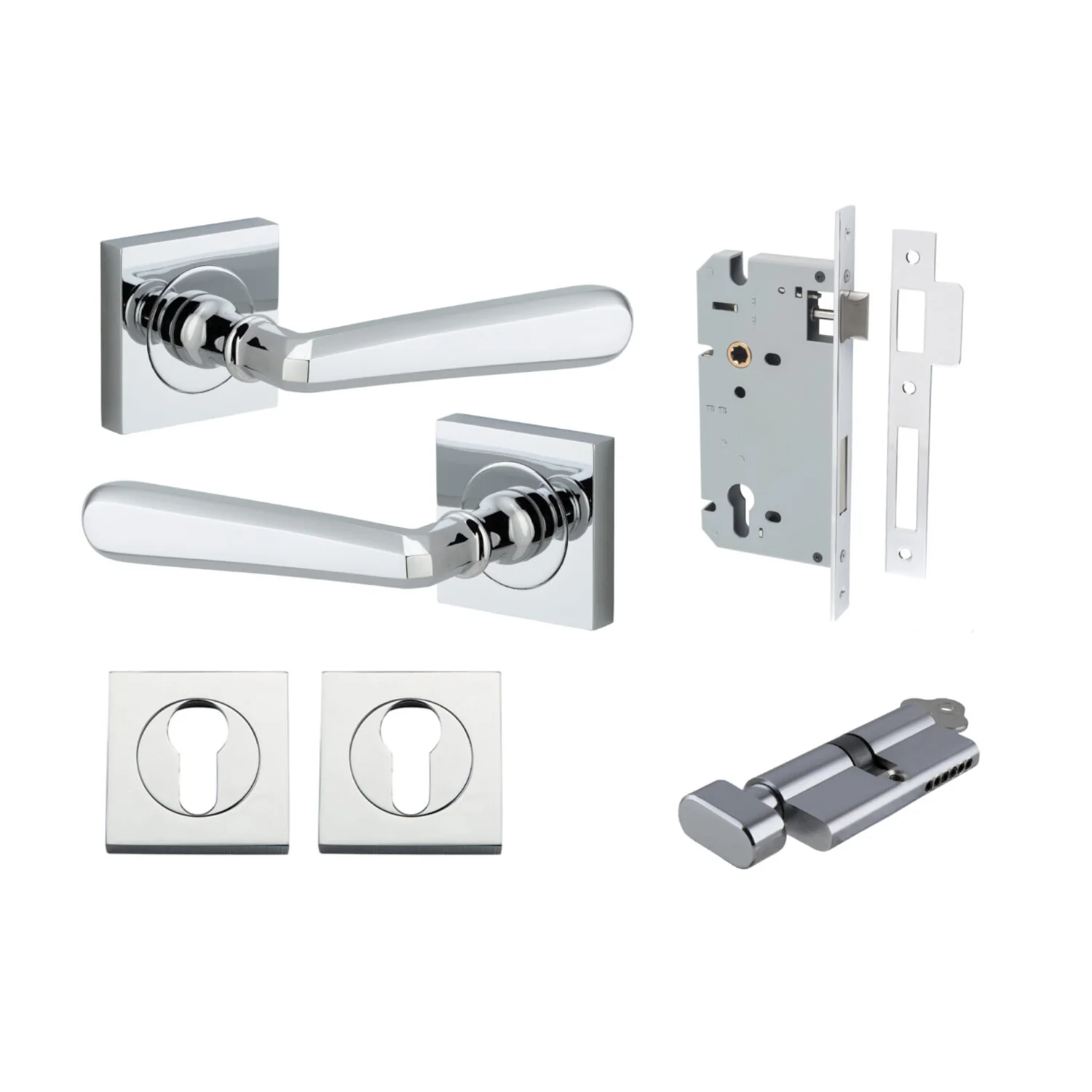 Iver Copenhagen Door Lever on Square Rose Entrance Kit Key/Thumb - Available in Various Finishes - Image 11