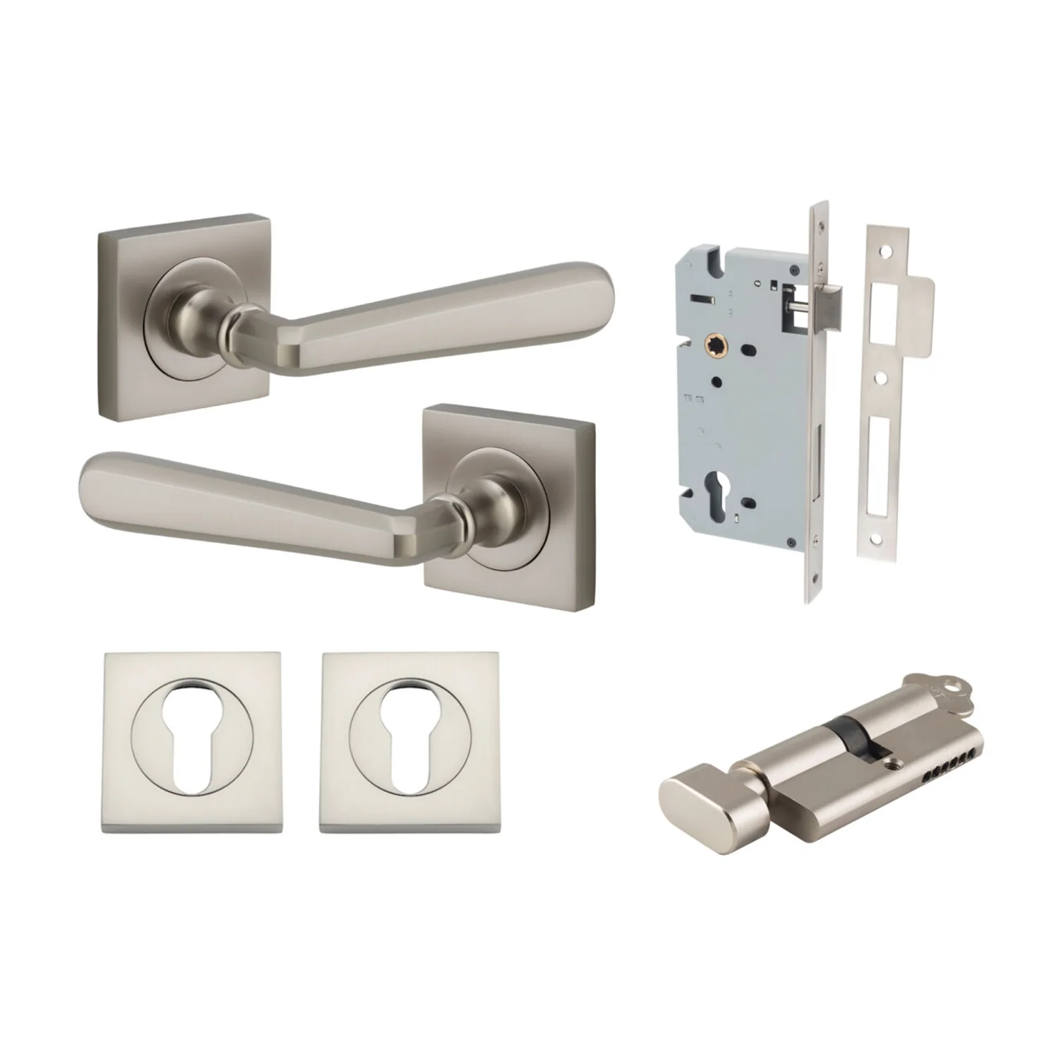 Iver Copenhagen Door Lever on Square Rose Entrance Kit Key/Thumb - Available in Various Finishes - Image 12