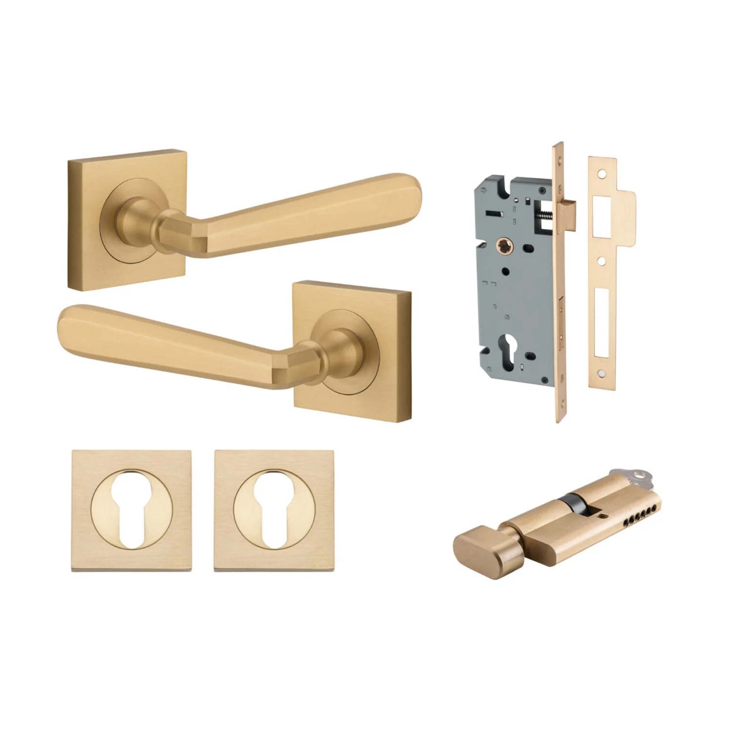 Iver Copenhagen Door Lever on Square Rose Entrance Kit Key/Thumb - Available in Various Finishes - Image 7