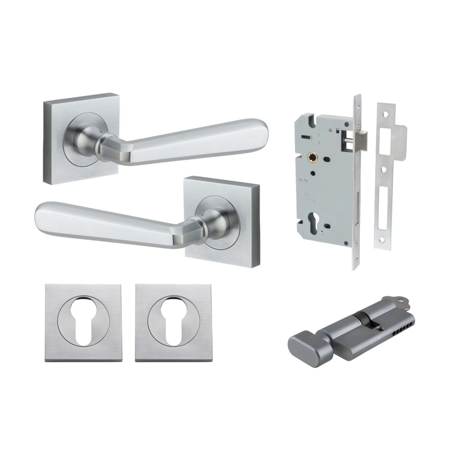Iver Copenhagen Door Lever on Square Rose Entrance Kit Key/Thumb - Available in Various Finishes - Image 8