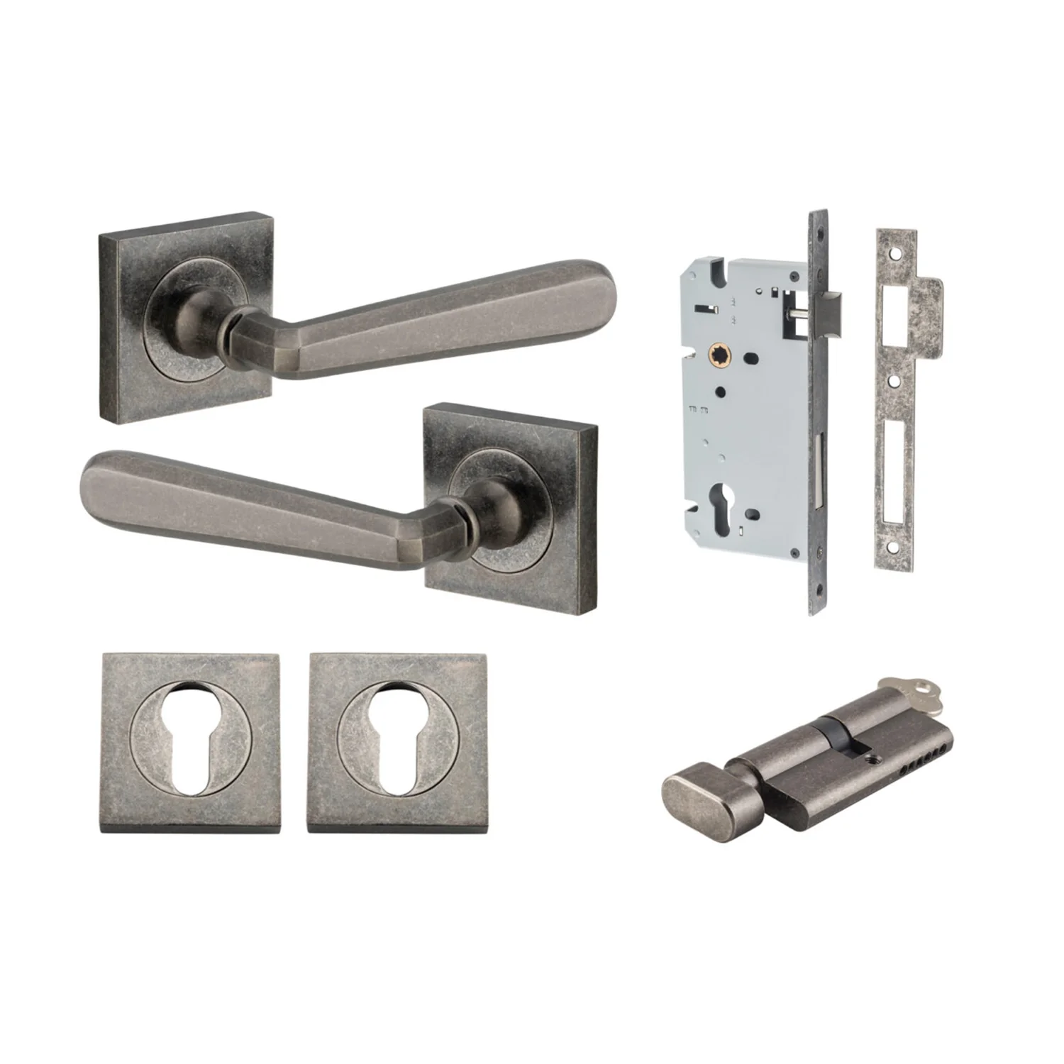 Iver Copenhagen Door Lever on Square Rose Entrance Kit Key/Thumb - Available in Various Finishes - Image 9