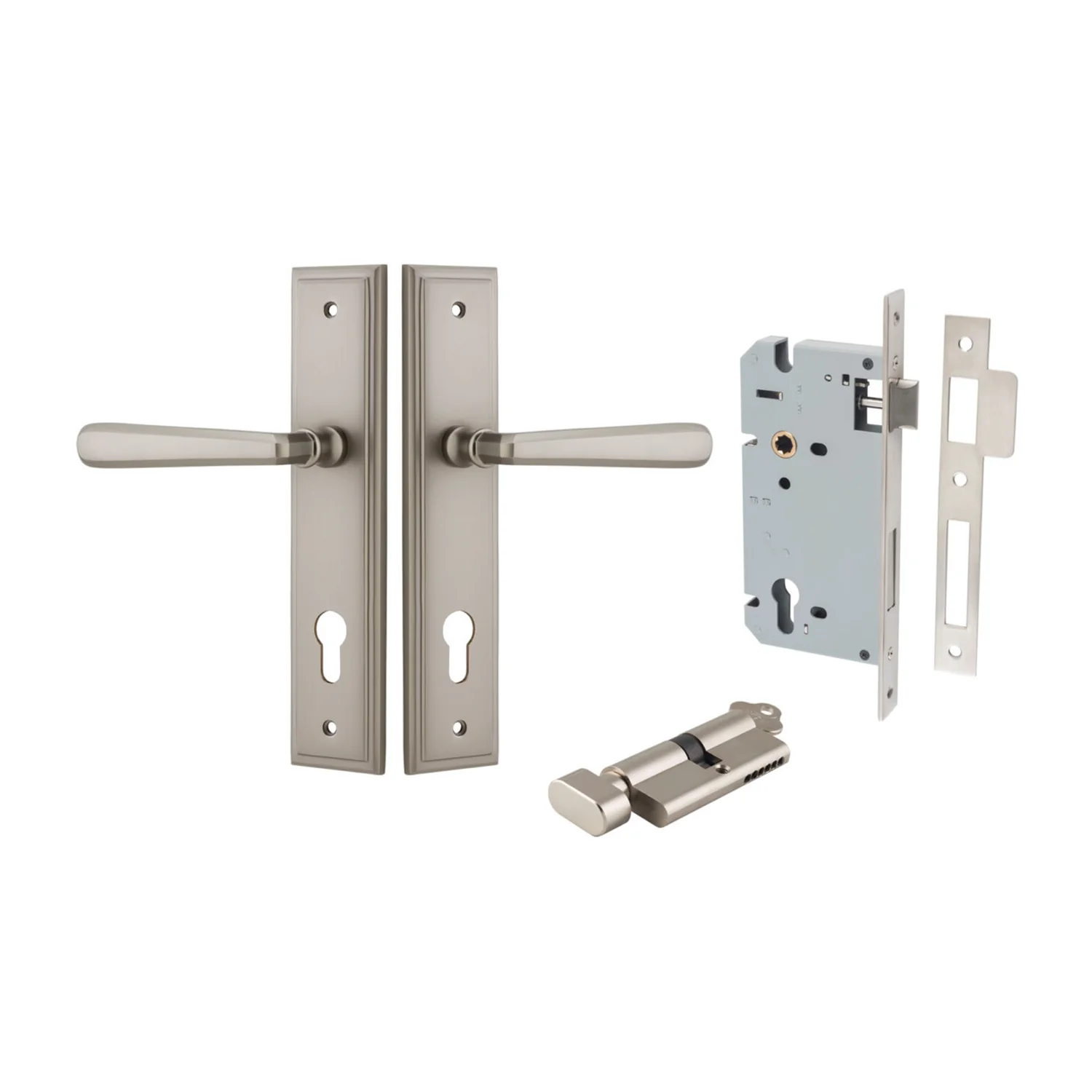 Iver Copenhagen Door Lever on Stepped Backplate Entrance Kit Key/Thumb - Image 11