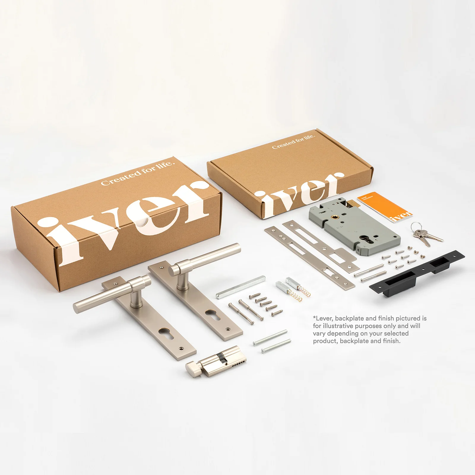 Iver Copenhagen Door Lever on Stepped Backplate Entrance Kit Key/Thumb - Image 2