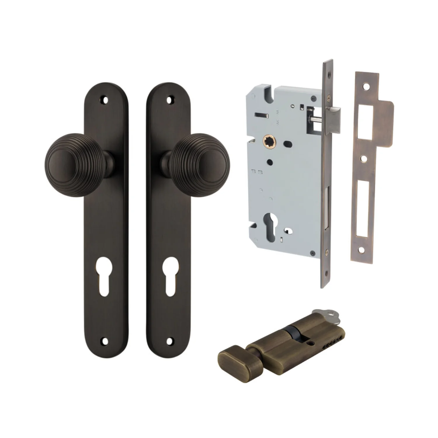 Iver Guildford Door Knob on Oval Backplate Entrance Kit Key/Thumb - Available in Various Finishes - Image 13