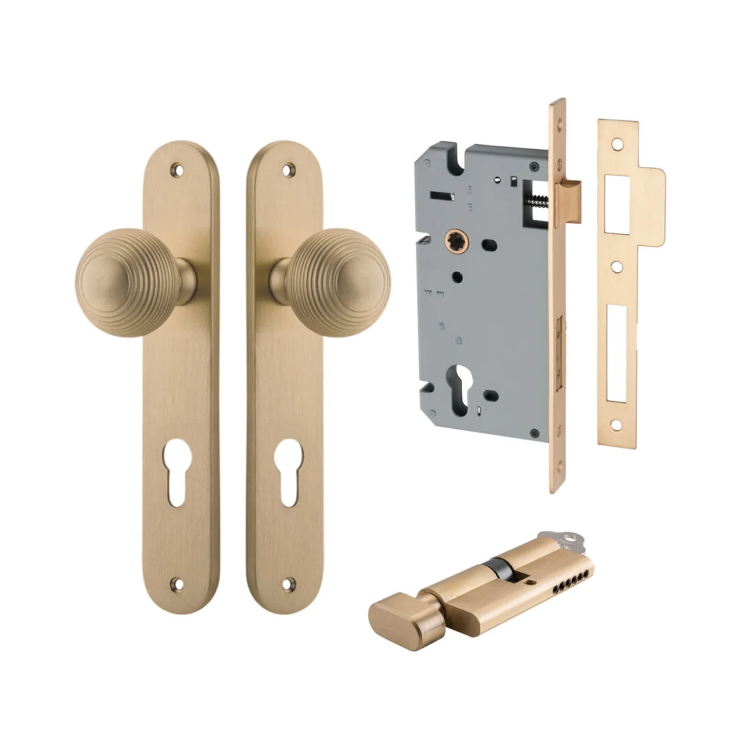 Iver Guildford Door Knob on Oval Backplate Entrance Kit Key/Thumb - Available in Various Finishes - Image 5