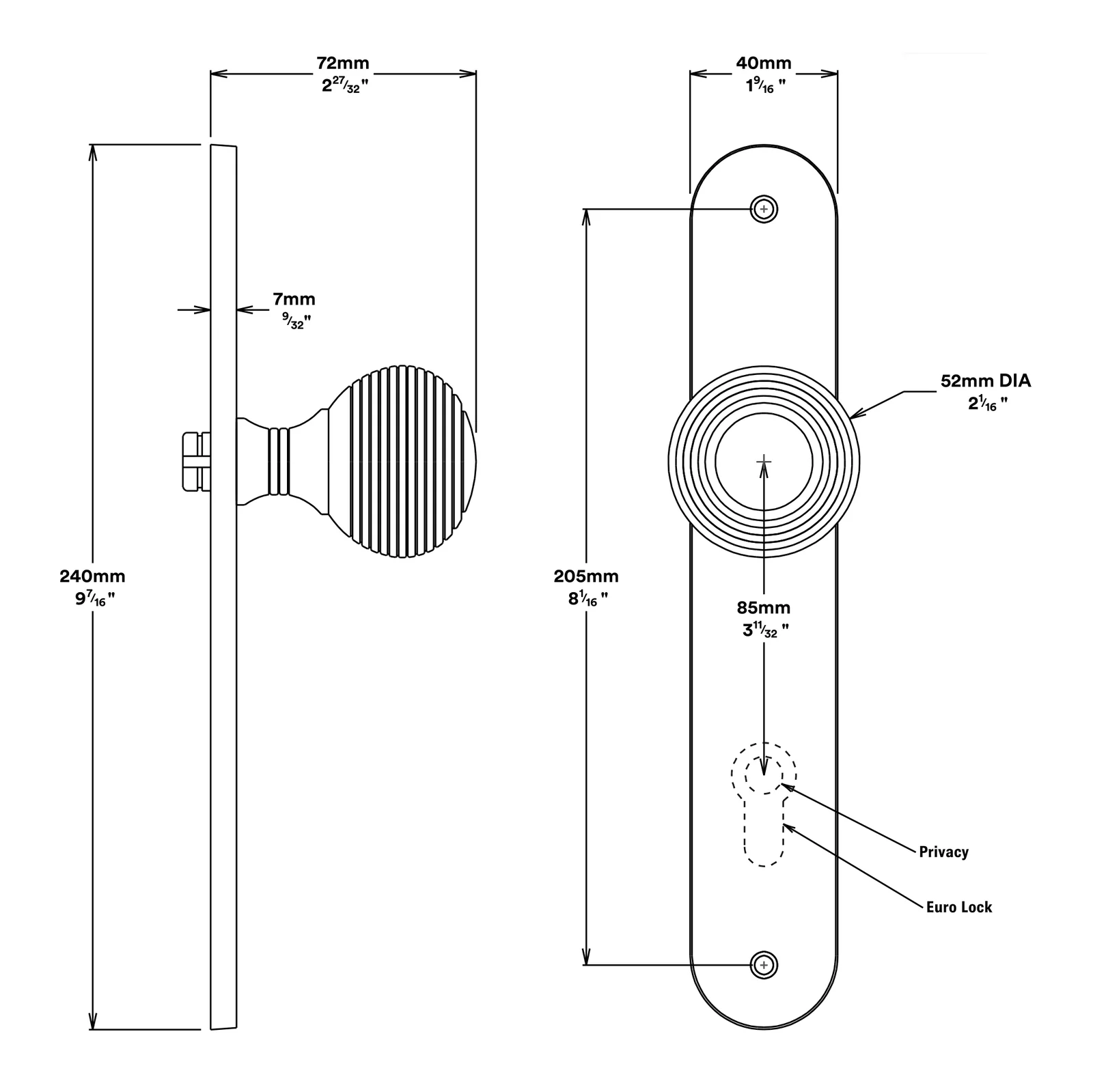 Iver Guildford Door Knob on Oval Backplate Passage Kit - Available in Various Finishes - Image 2