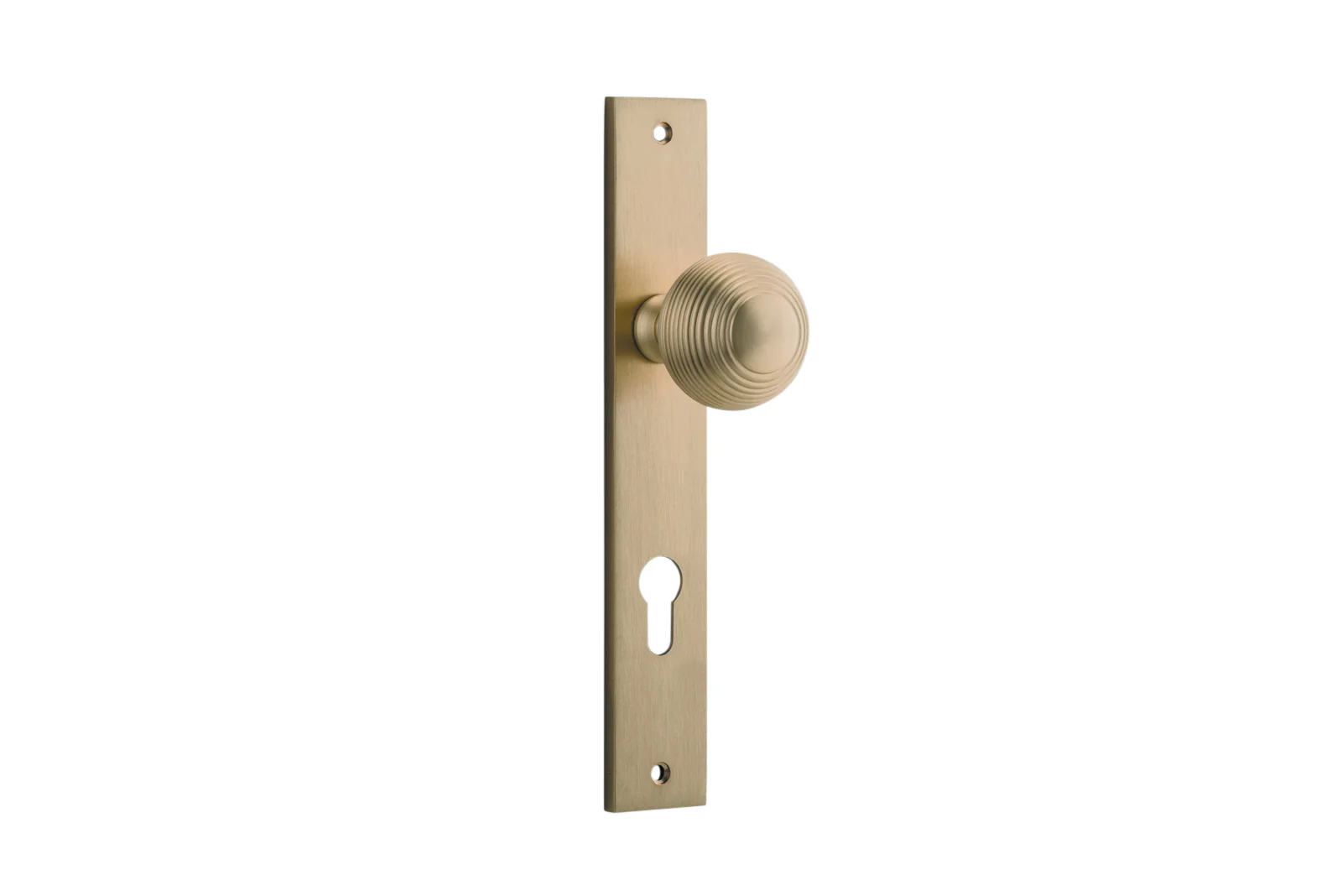Iver Guildford Door Knob on Rectangular Backplate Brushed Brass - Image 3