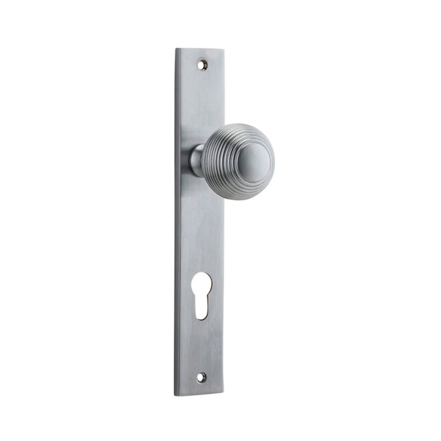 Iver Guildford Door Knob on Rectangular Backplate Brushed Chrome - Image 3