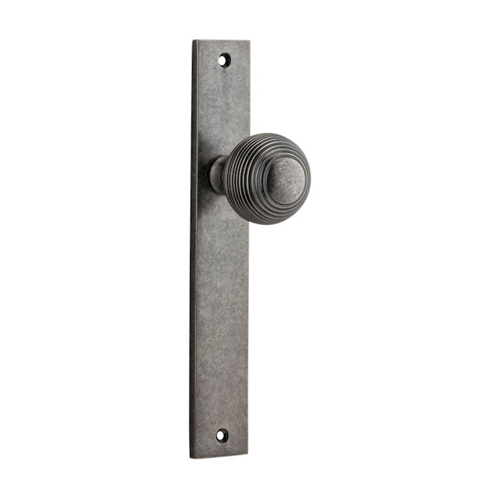 Iver Guildford Door Knob on Rectangular Backplate Distressed Nickel - Image 2