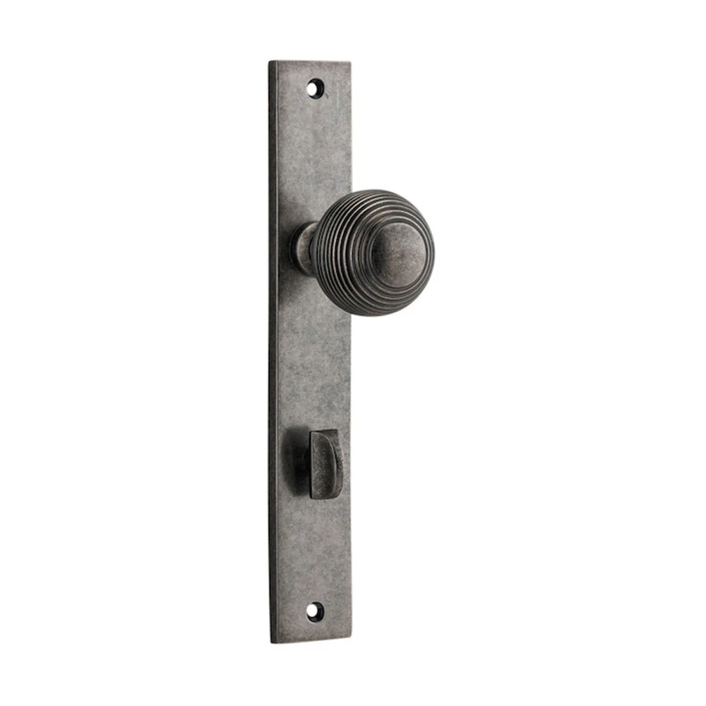 Iver Guildford Door Knob on Rectangular Backplate Distressed Nickel - Image 4