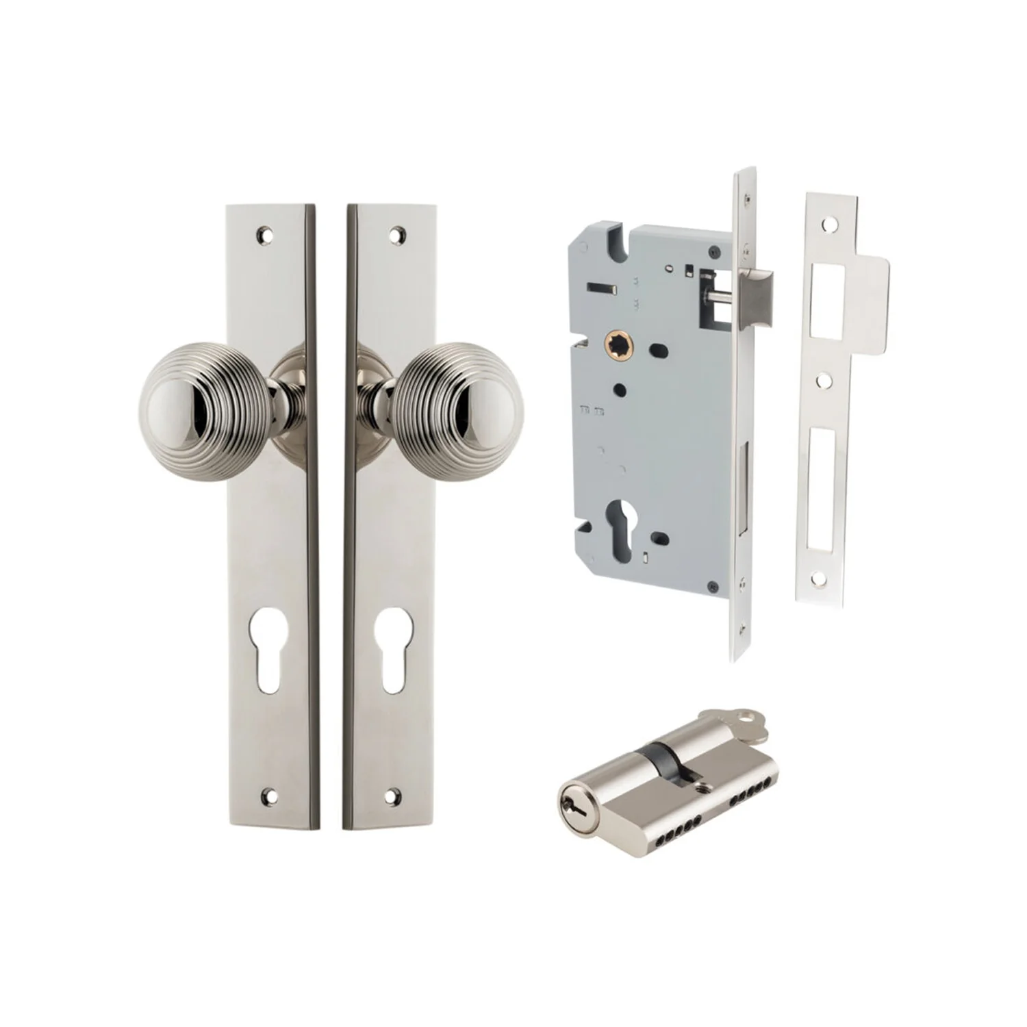 Iver Guildford Door Knob on Rectangular Backplate Entrance Kit Key/Key - Image 11