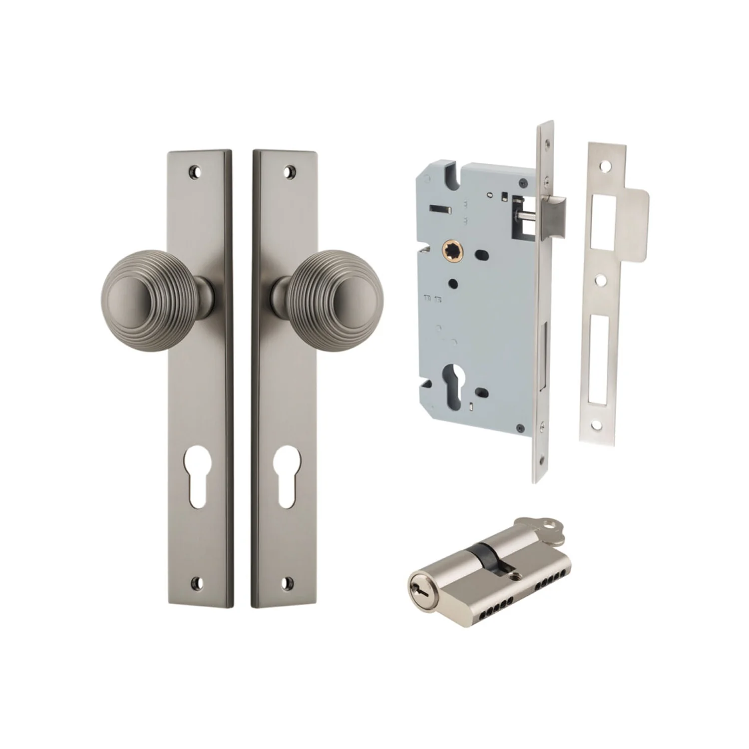 Iver Guildford Door Knob on Rectangular Backplate Entrance Kit Key/Key - Image 12