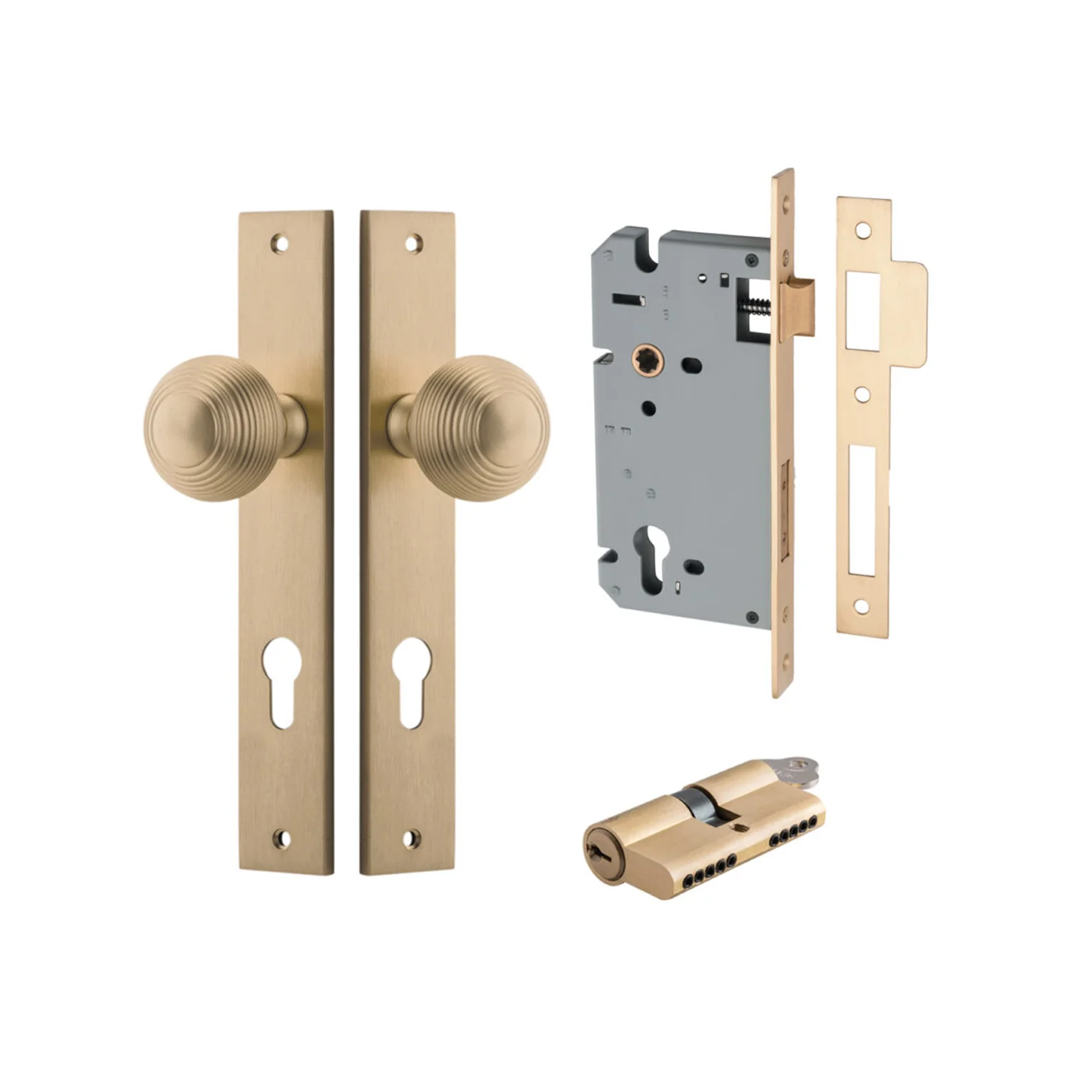Iver Guildford Door Knob on Rectangular Backplate Entrance Kit Key/Key - Image 5
