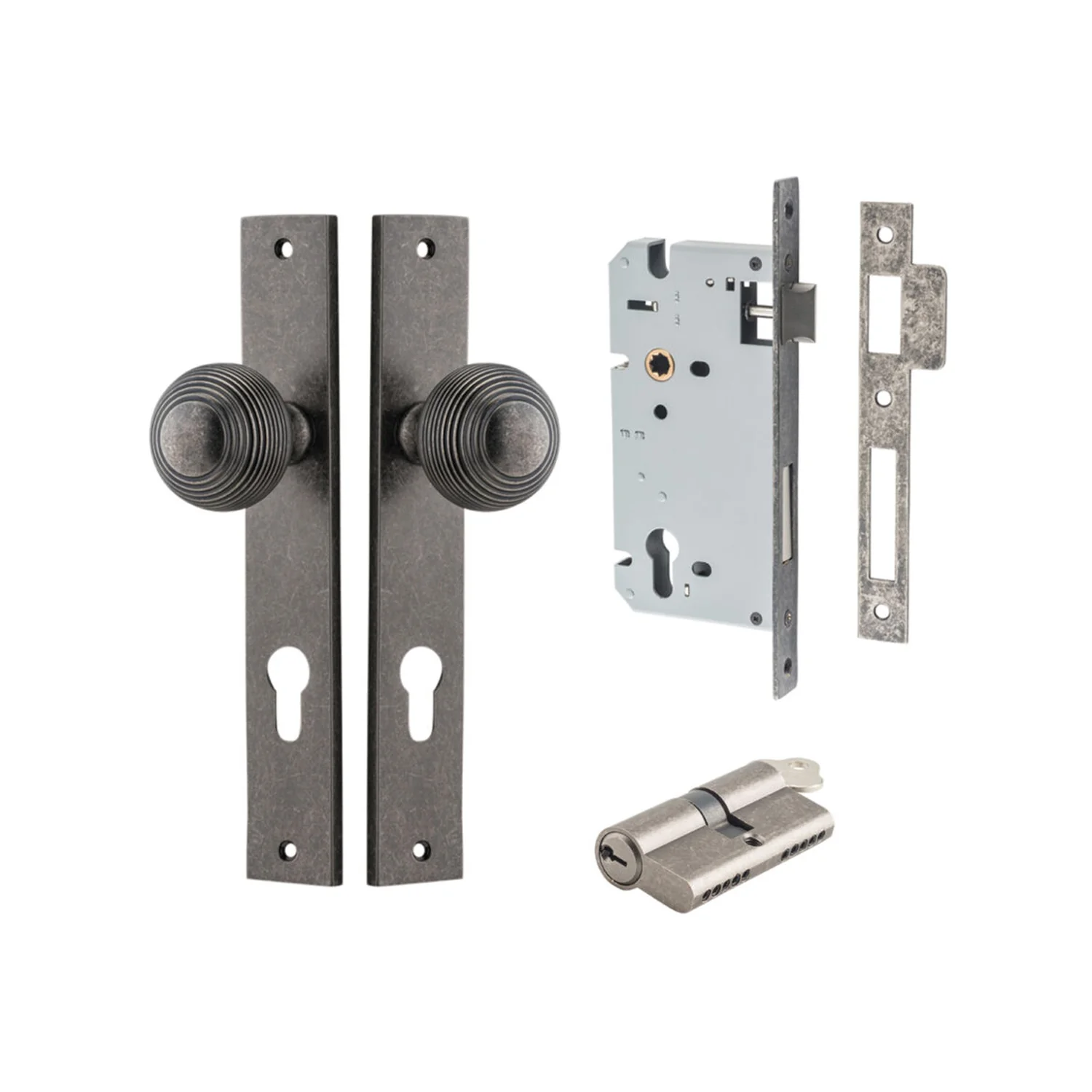 Iver Guildford Door Knob on Rectangular Backplate Entrance Kit Key/Key - Image 7