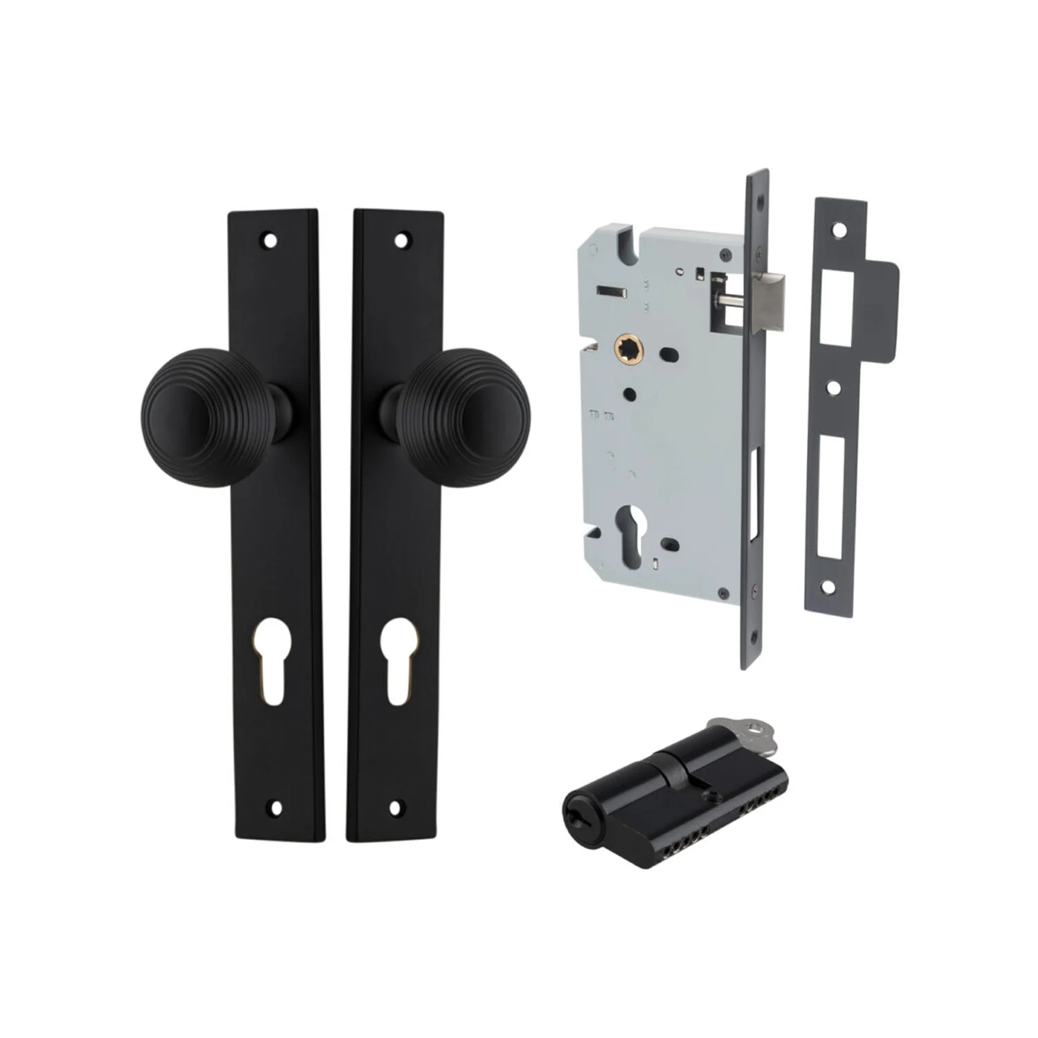 Iver Guildford Door Knob on Rectangular Backplate Entrance Kit Key/Key - Image 8